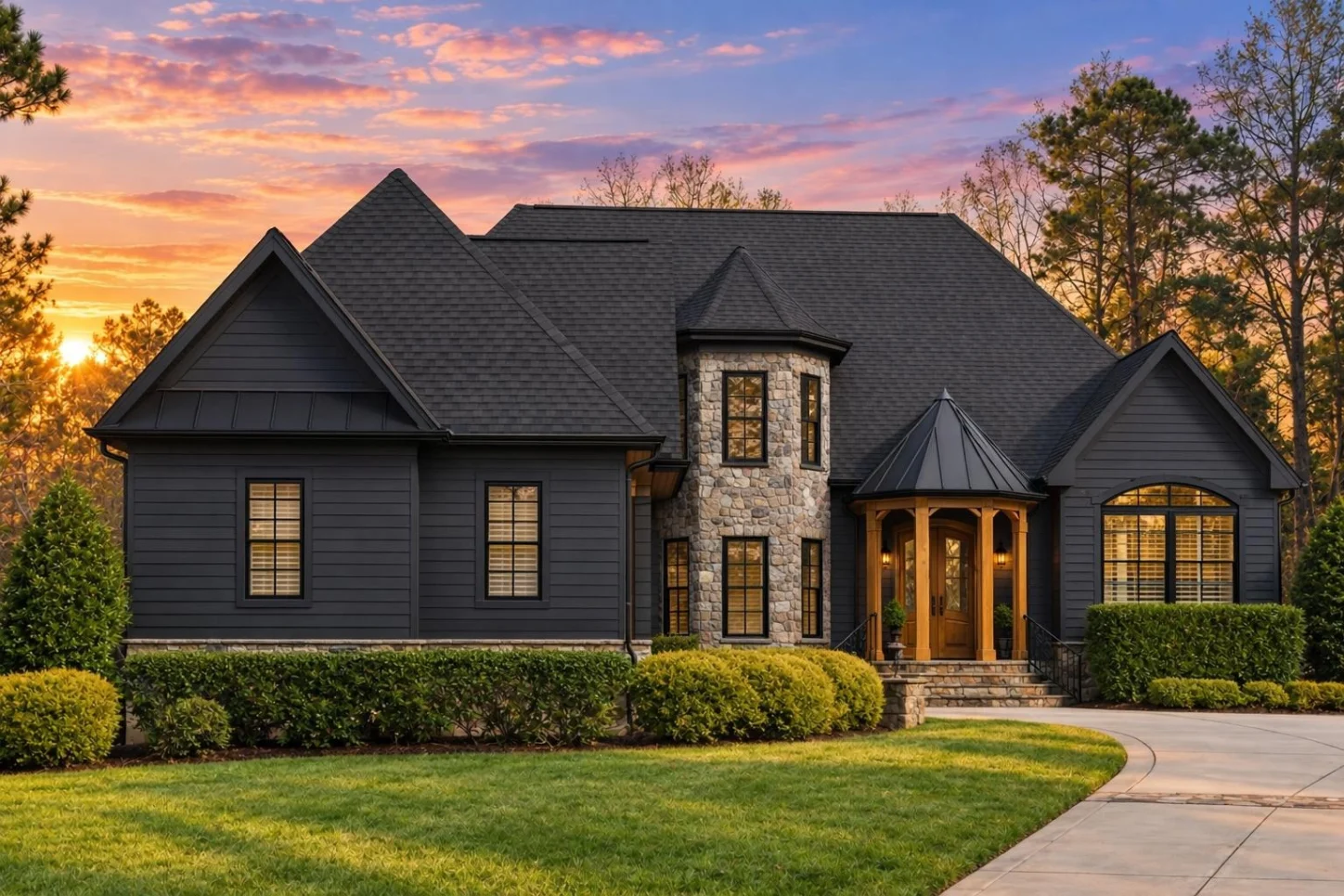 13-1019 HOUSE PLAN – French Country Home Plan – 3-Bed, 3-Bath, 4,304 SF - Modern Dark, AI-generated exterior concept
