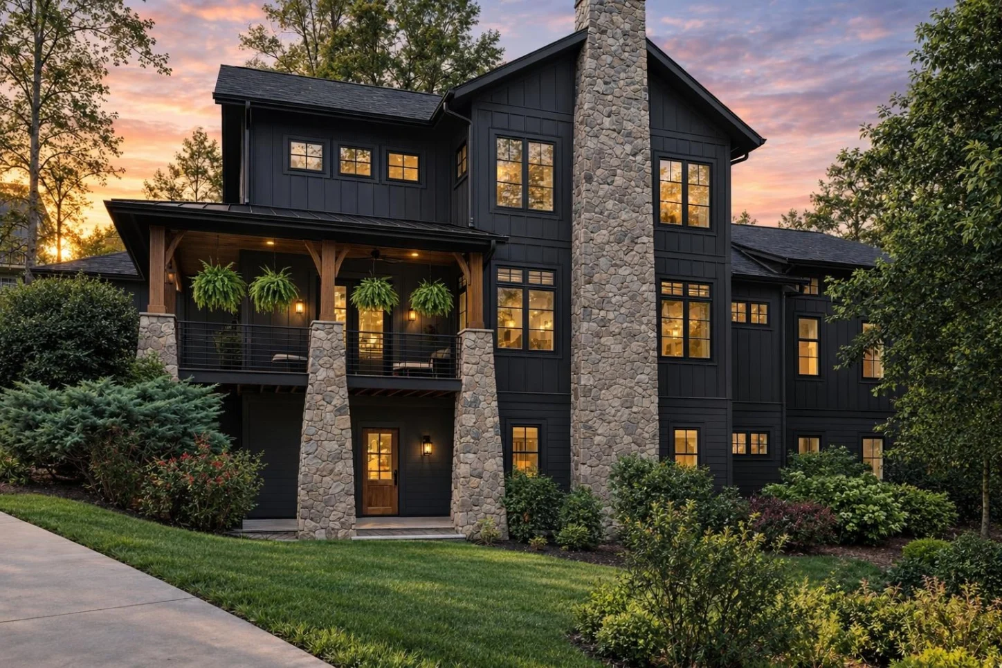 13-1924 HOUSE PLAN – Modern Craftsman Home Plan – 4-Bed, 4.5-Bath, 5,193 SF - Modern Dark, AI-generated exterior concept