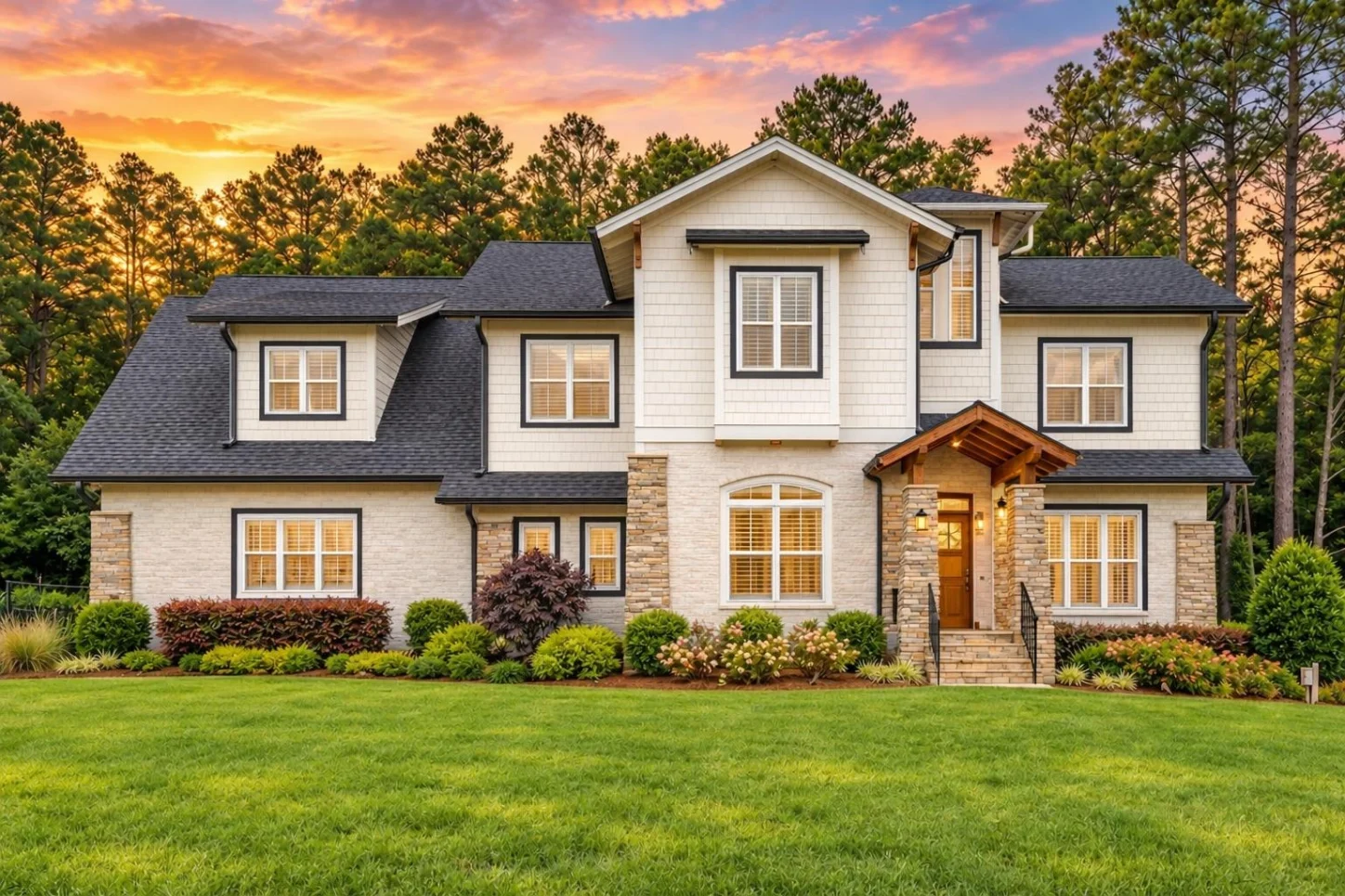 13-1863 HOUSE PLAN – Modern Craftsman Home Plan – 4-Bed, 3.5-Bath, 3,568 SF - Warm Natural, AI-generated exterior concept