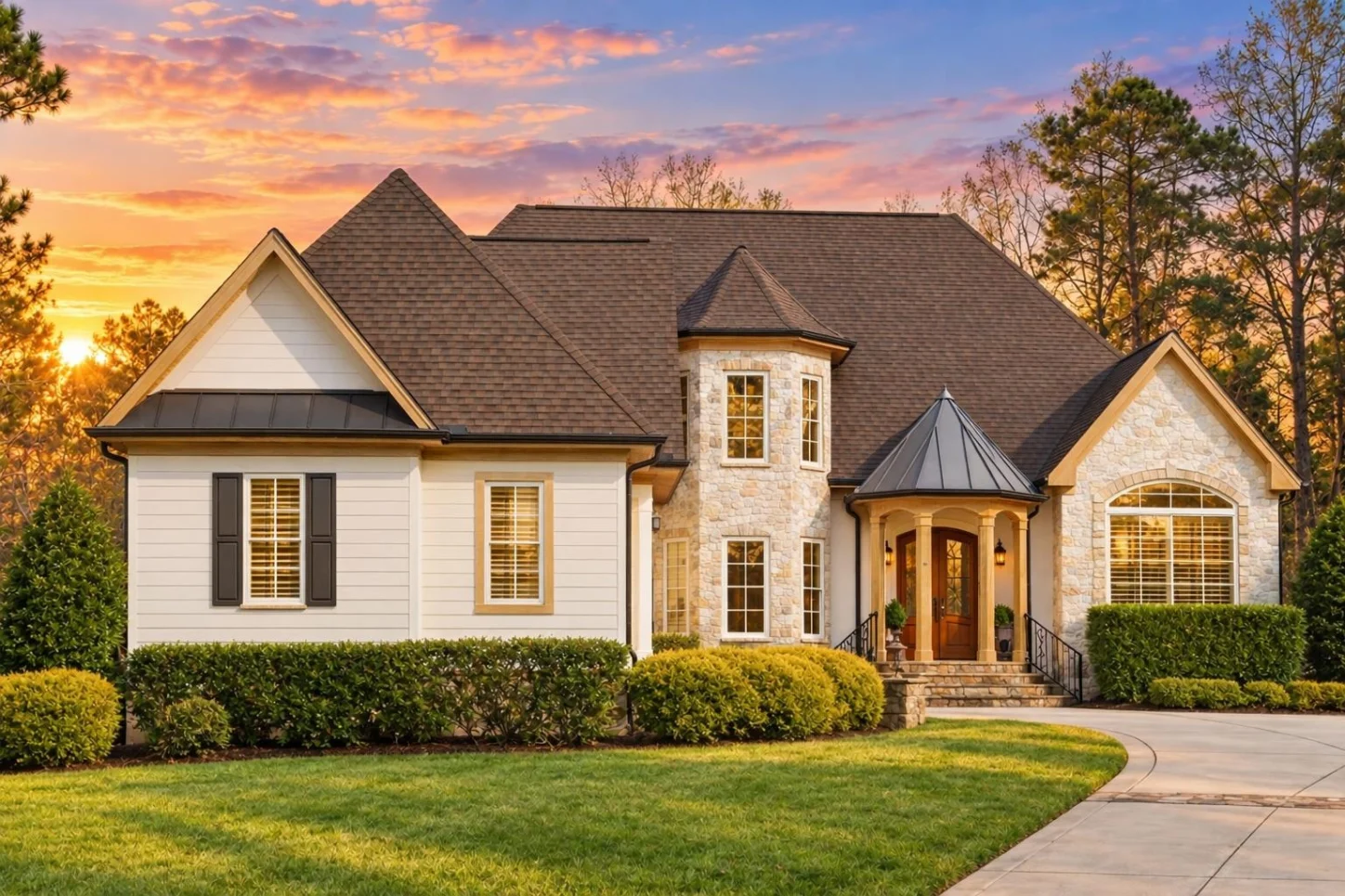 13-1019 HOUSE PLAN – French Country Home Plan – 3-Bed, 3-Bath, 4,304 SF - Warm Natural, AI-generated exterior concept