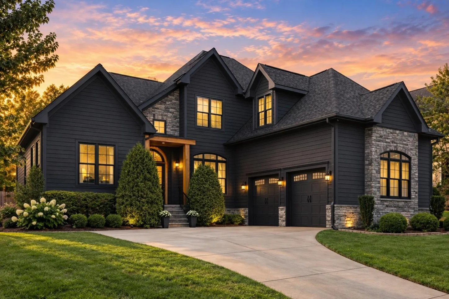 13-1309 HOUSE PLAN – Traditional Craftsman Home Plan – 3-Bed, 2.5-Bath, 2,805 SF - Modern Dark, AI-generated exterior concept
