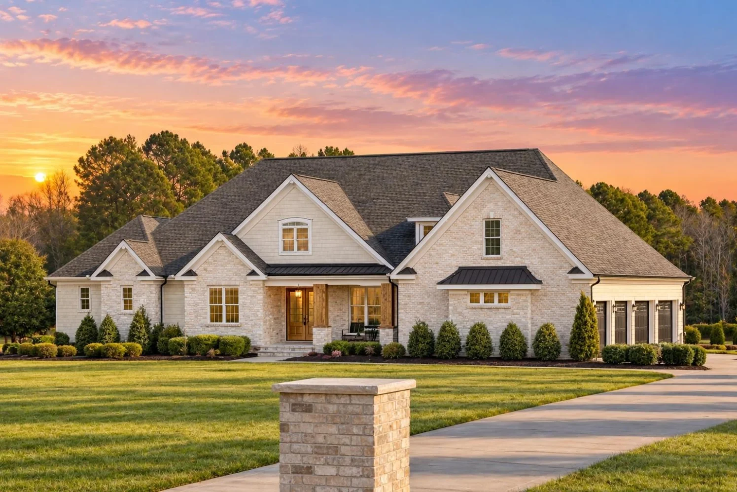 13-1640 HOUSE PLAN – French Country Home Plan – 3-Bed, 3-Bath, 3,775 SF - Warm Natural, AI-generated exterior concept