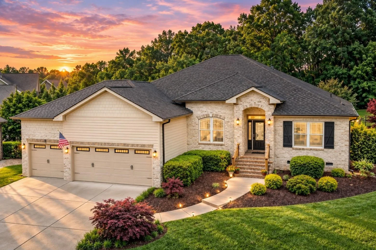 12-2021 HOUSE PLAN – Traditional Ranch Home Plan – 4-Bed, 3.5-Bath, 2,638 SF - Warm Natural, AI-generated exterior concept