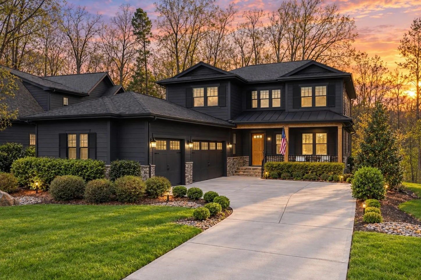 12-2961 HOUSE PLAN – Classic Suburban Home Plan – 5-Bed, 4.5-Bath, 3,229 SF - Modern Dark, AI-generated exterior concept