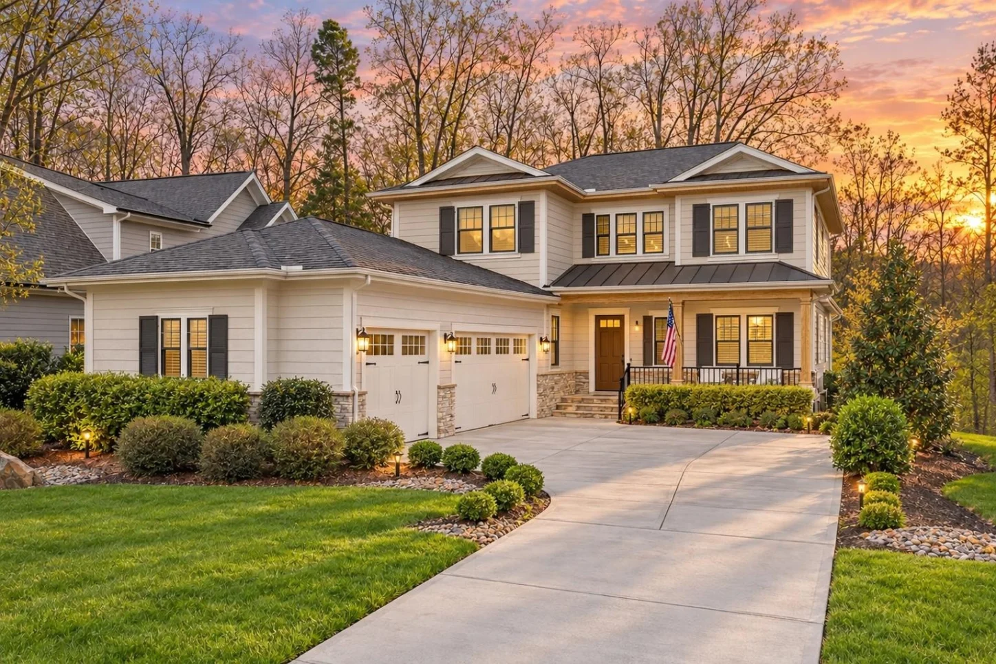 12-2961 HOUSE PLAN – Classic Suburban Home Plan – 5-Bed, 4.5-Bath, 3,229 SF - Warm Natural, AI-generated exterior concept