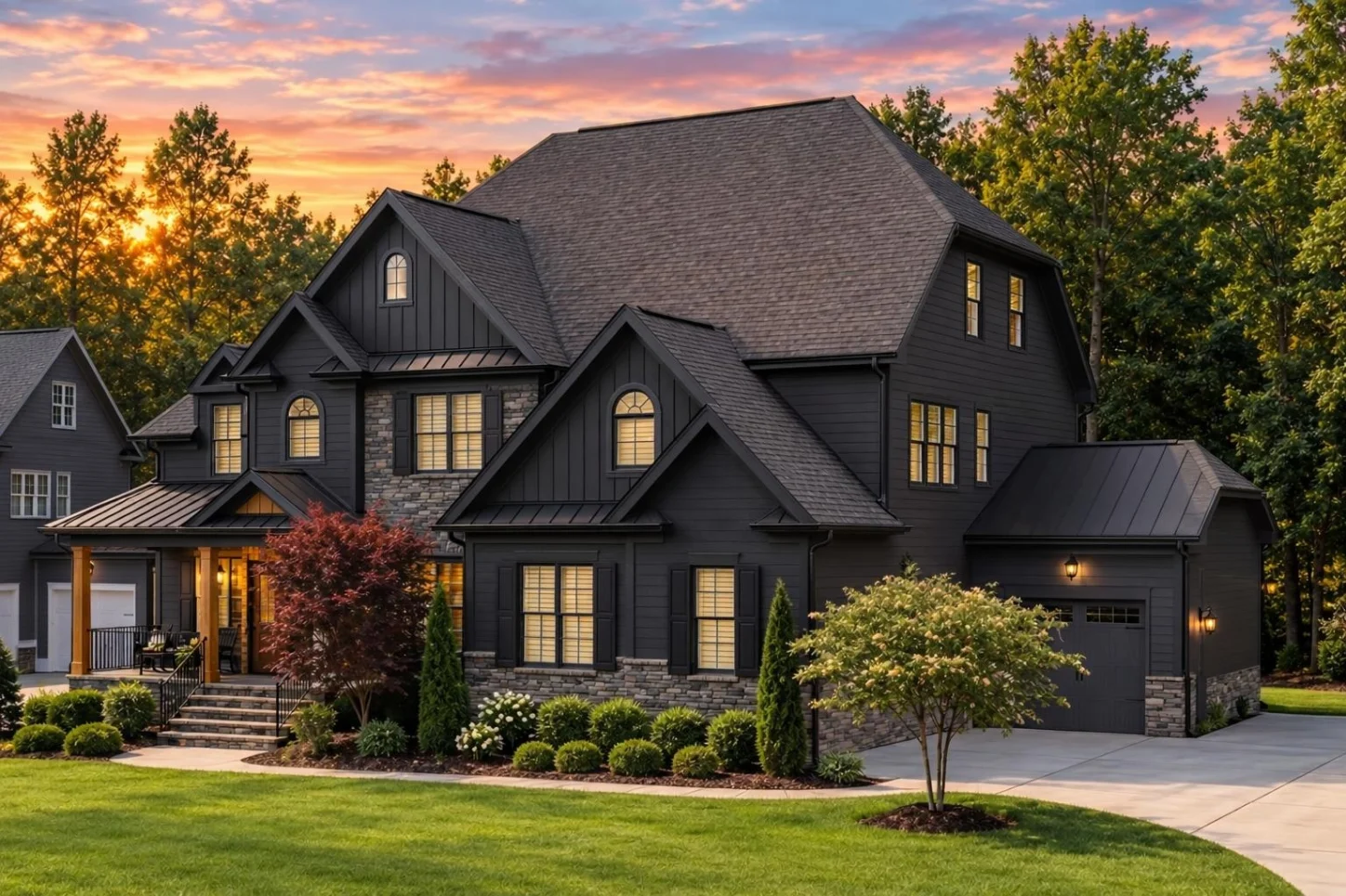 12-2871 HOUSE PLAN – Modern Craftsman Home Plan – 6-Bed, 5-Bath, 5,190 SF - Modern Dark, AI-generated exterior concept