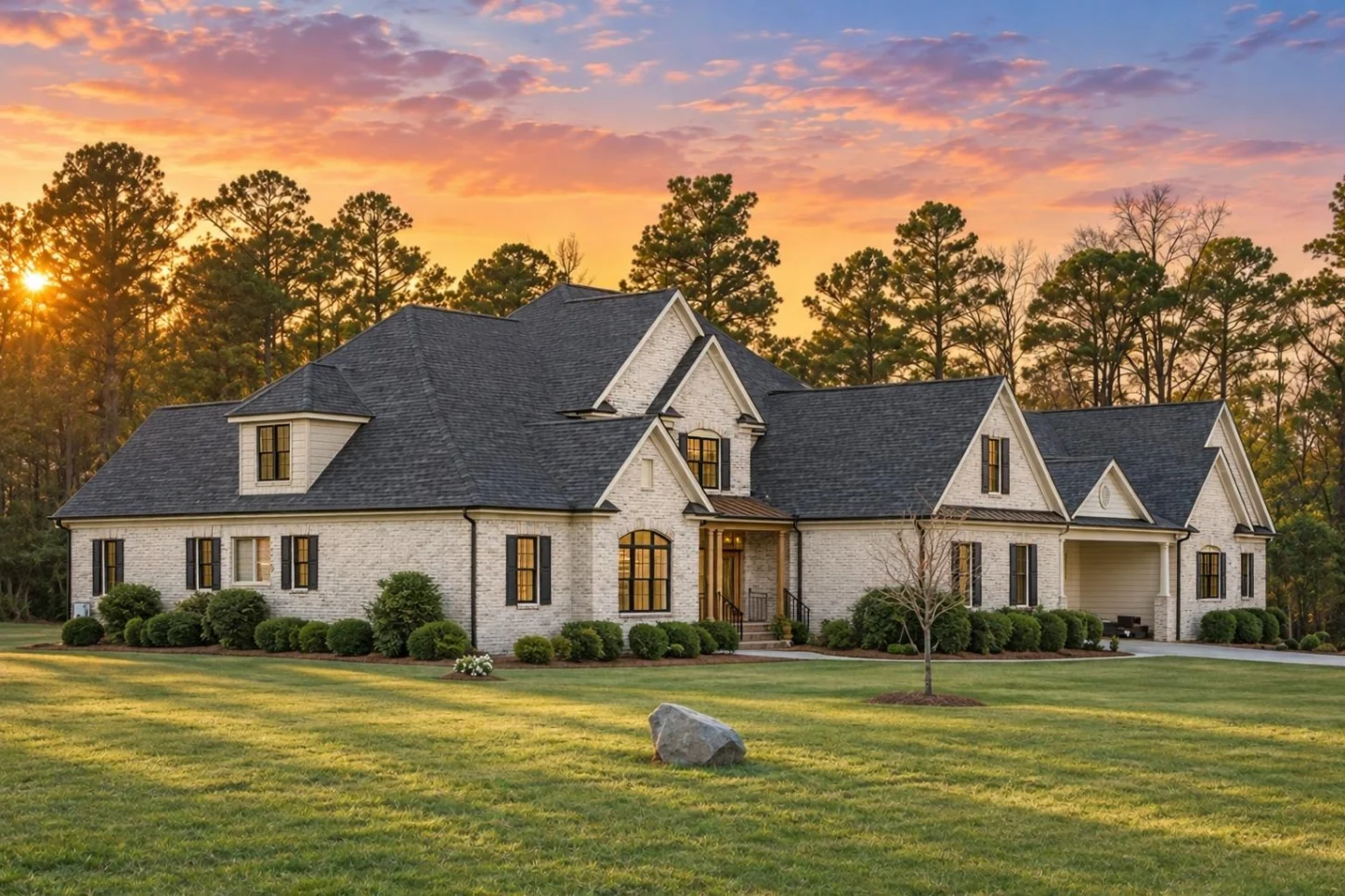 12-2530 HOUSE PLAN – Classical Southern Home Plan – 5-Bed, 5-Bath, 4,538 SF - Warm Natural, AI-generated exterior concept