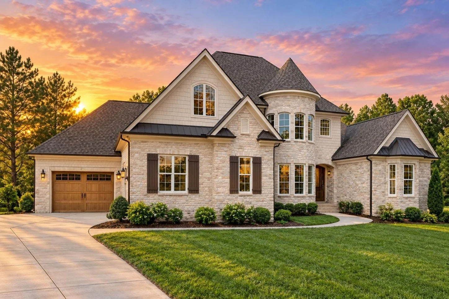 12-2865 HOUSE PLAN – French Country Home Plan – 4-Bed, 3.5-Bath, 4,796 SF - Warm Natural, AI-generated exterior concept