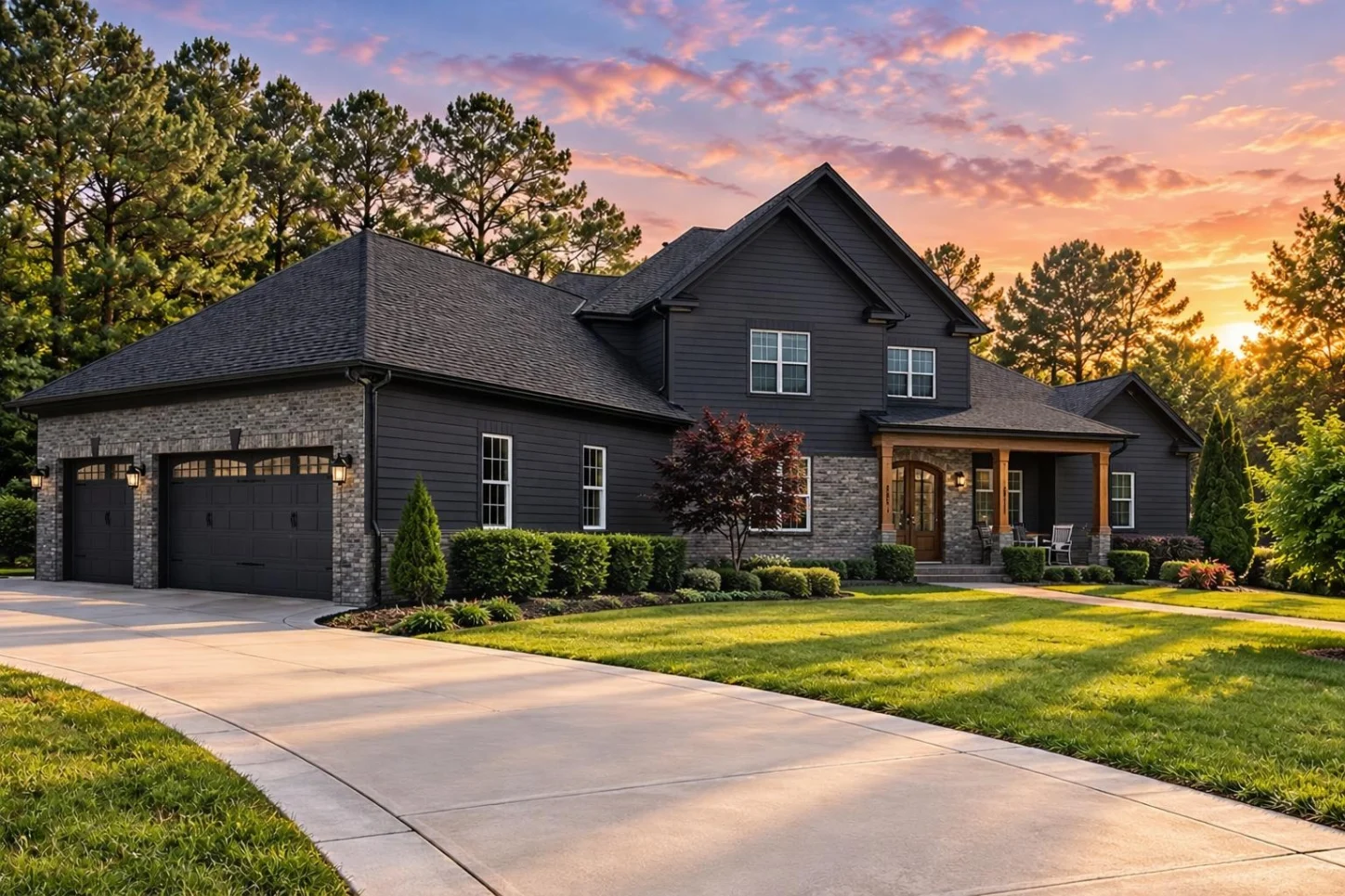 12-2661 HOUSE PLAN – Classic Suburban Home Plan – 4-Bed, 5-Bath, 3,764 SF - Modern Dark, AI-generated exterior concept