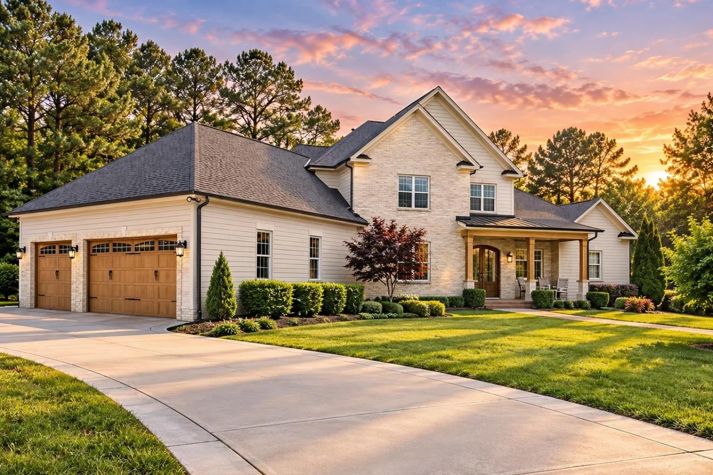 12-2661 HOUSE PLAN – Classic Suburban Home Plan – 4-Bed, 5-Bath, 3,764 SF - Warm Natural, AI-generated exterior concept