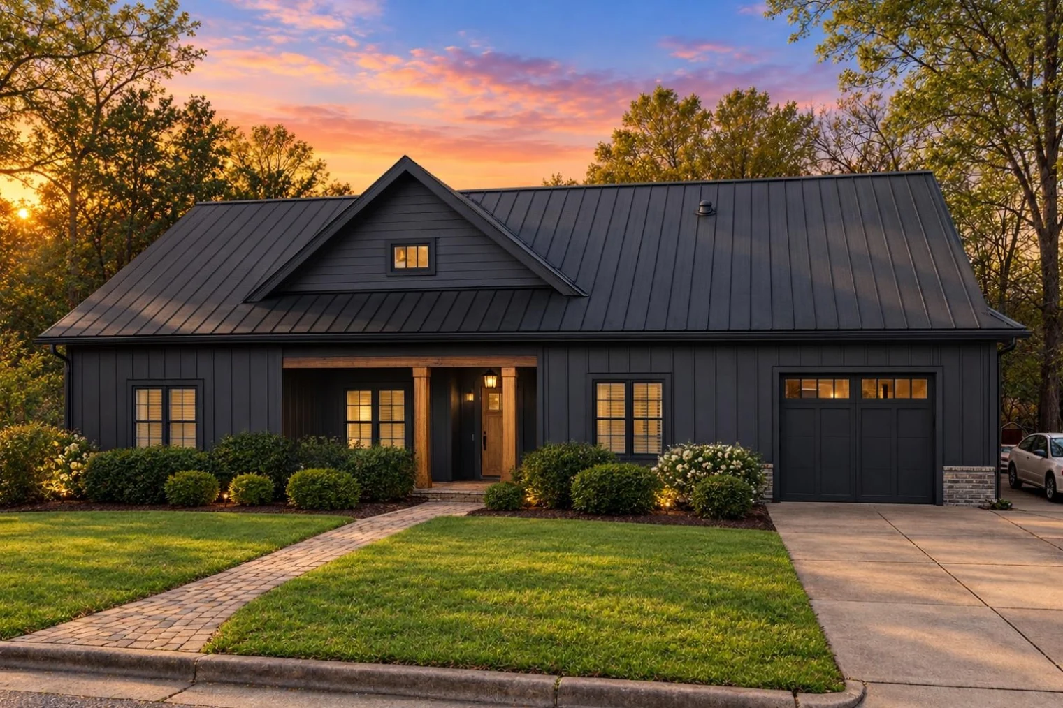 12-2444 HOUSE PLAN – Modern Farmhouse Home Plan – 4-Bed, 3-Bath, 1,997 SF - Modern Dark, AI-generated exterior concept