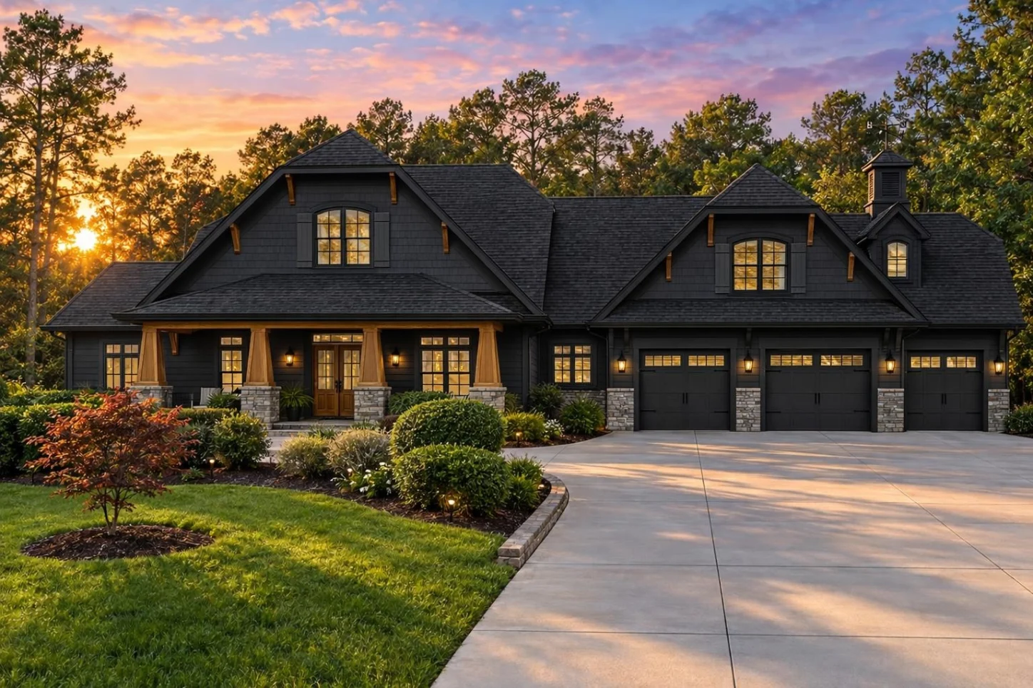 12-2927 HOUSE PLAN – Modern Craftsman Home Plan – 4-Bed, 3-Bath, 5,558 SF - Modern Dark, AI-generated exterior concept