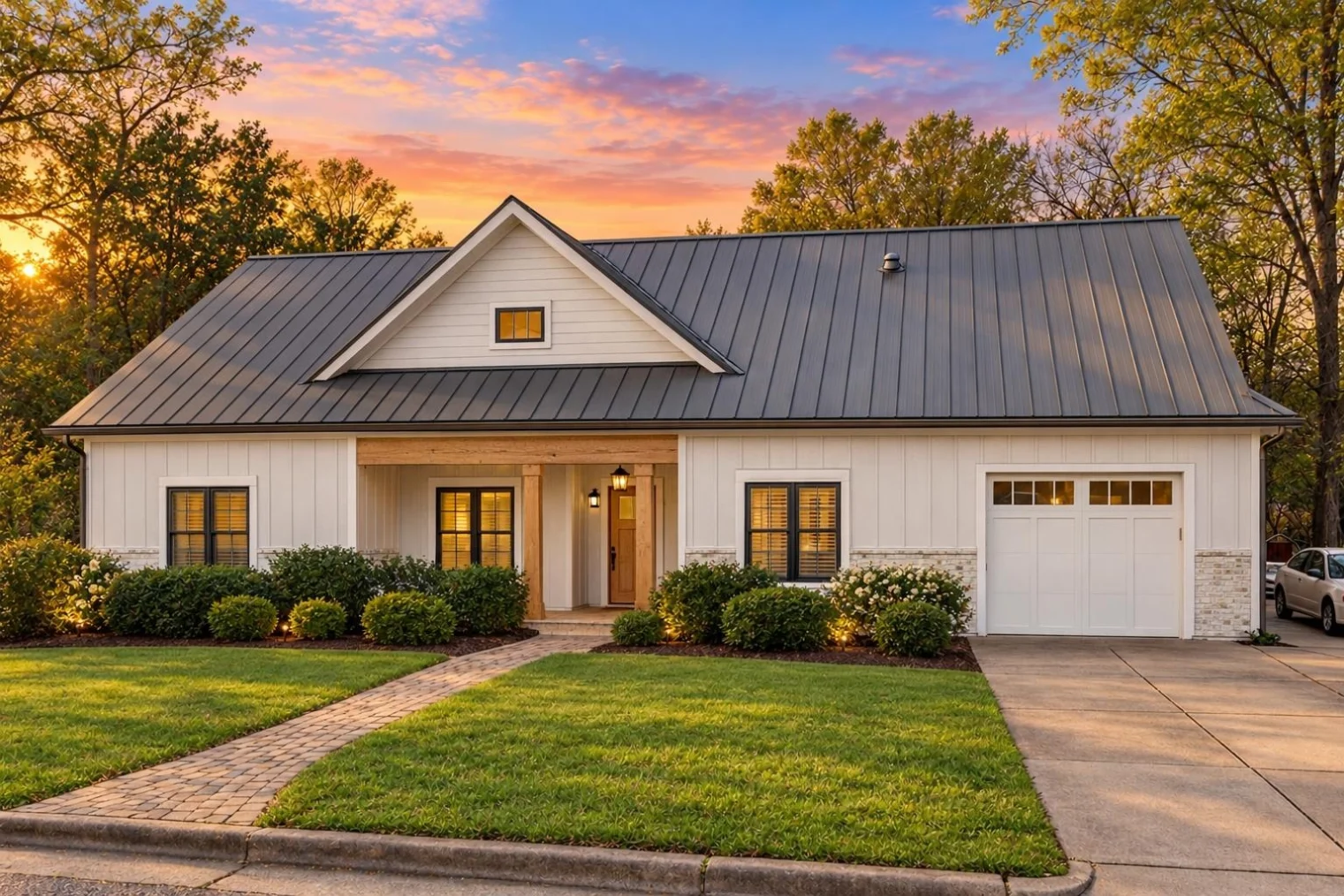 12-2444 HOUSE PLAN – Modern Farmhouse Home Plan – 4-Bed, 3-Bath, 1,997 SF - Warm Natural, AI-generated exterior concept