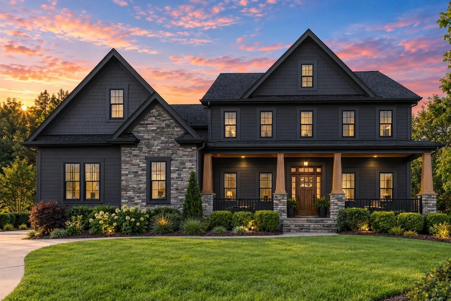 12-2398 HOUSE PLAN – Modern Craftsman Home Plan – 5-Bed, 4.5-Bath, 6,092 SF - Modern Dark, AI-generated exterior concept