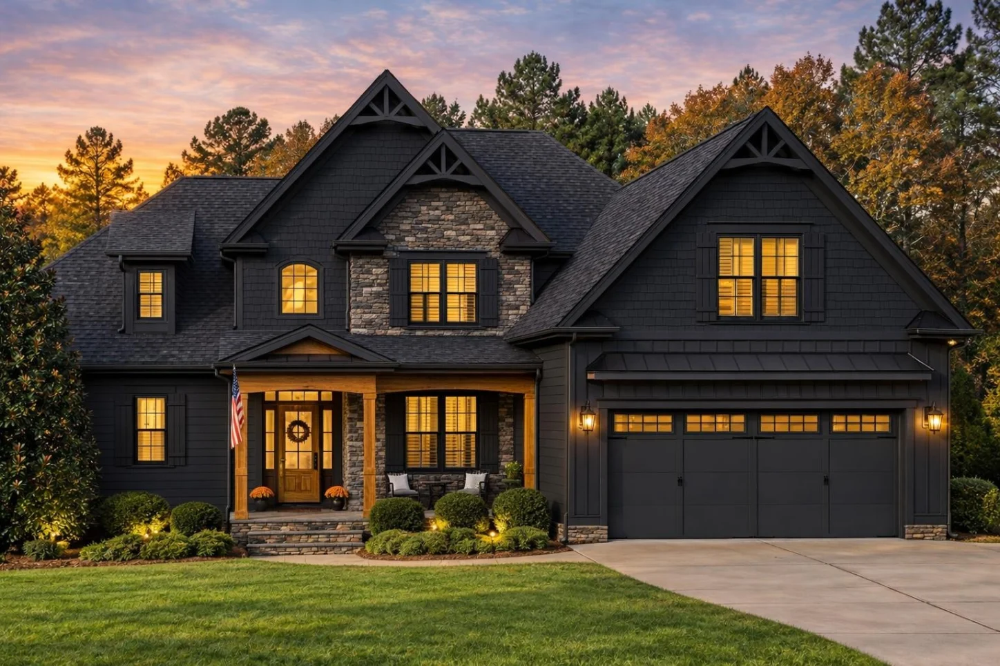 12-2460 HOUSE PLAN – Modern Craftsman Home Plan – 4-Bed, 3-Bath, 3,251 SF - Modern Dark, AI-generated exterior concept
