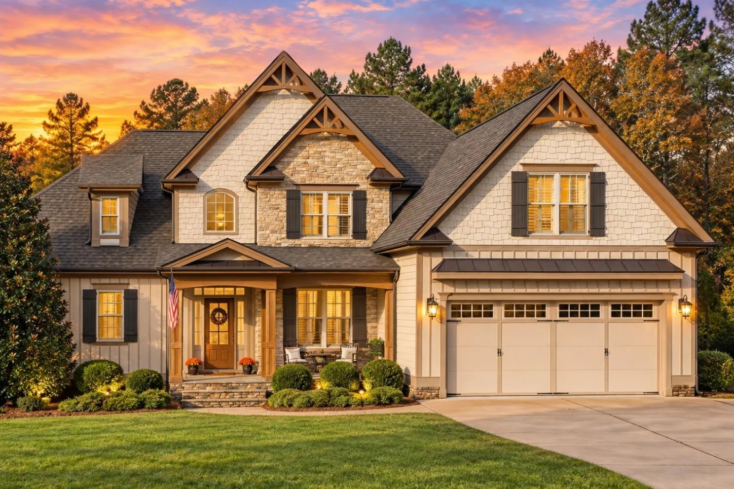 12-2460 HOUSE PLAN – Modern Craftsman Home Plan – 4-Bed, 3-Bath, 3,251 SF - Warm Natural, AI-generated exterior concept