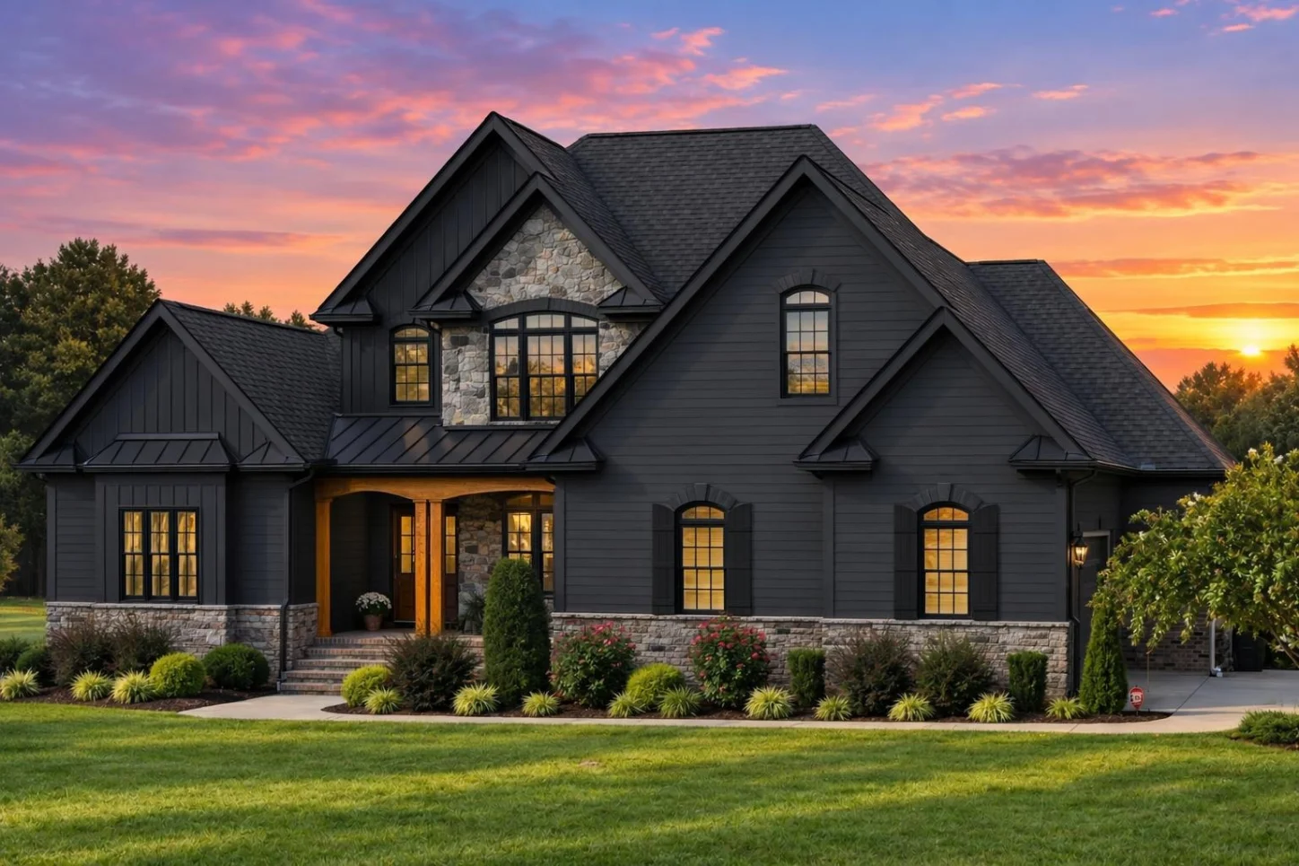 11-1785 HOUSE PLAN – Modern Craftsman Home Plan – 4-Bed, 3-Bath, 2,977 SF - Modern Dark, AI-generated exterior concept