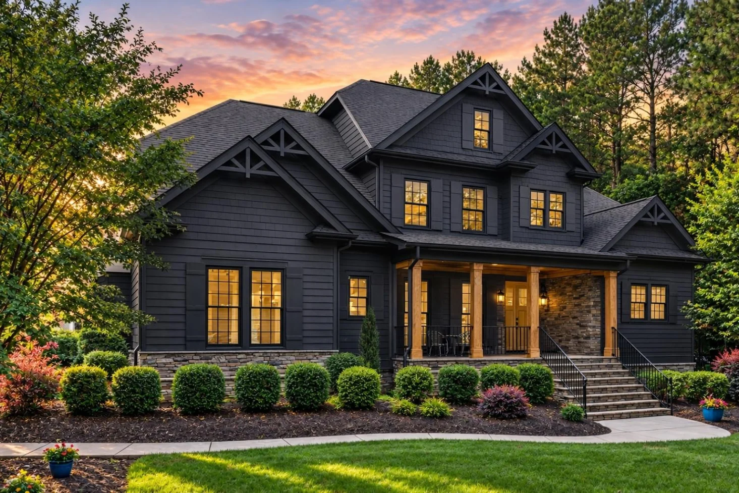11-1055 HOUSE PLAN – Modern Craftsman Home Plan – 4-Bed, 4-Bath, 4,228 SF - Modern Dark, AI-generated exterior concept
