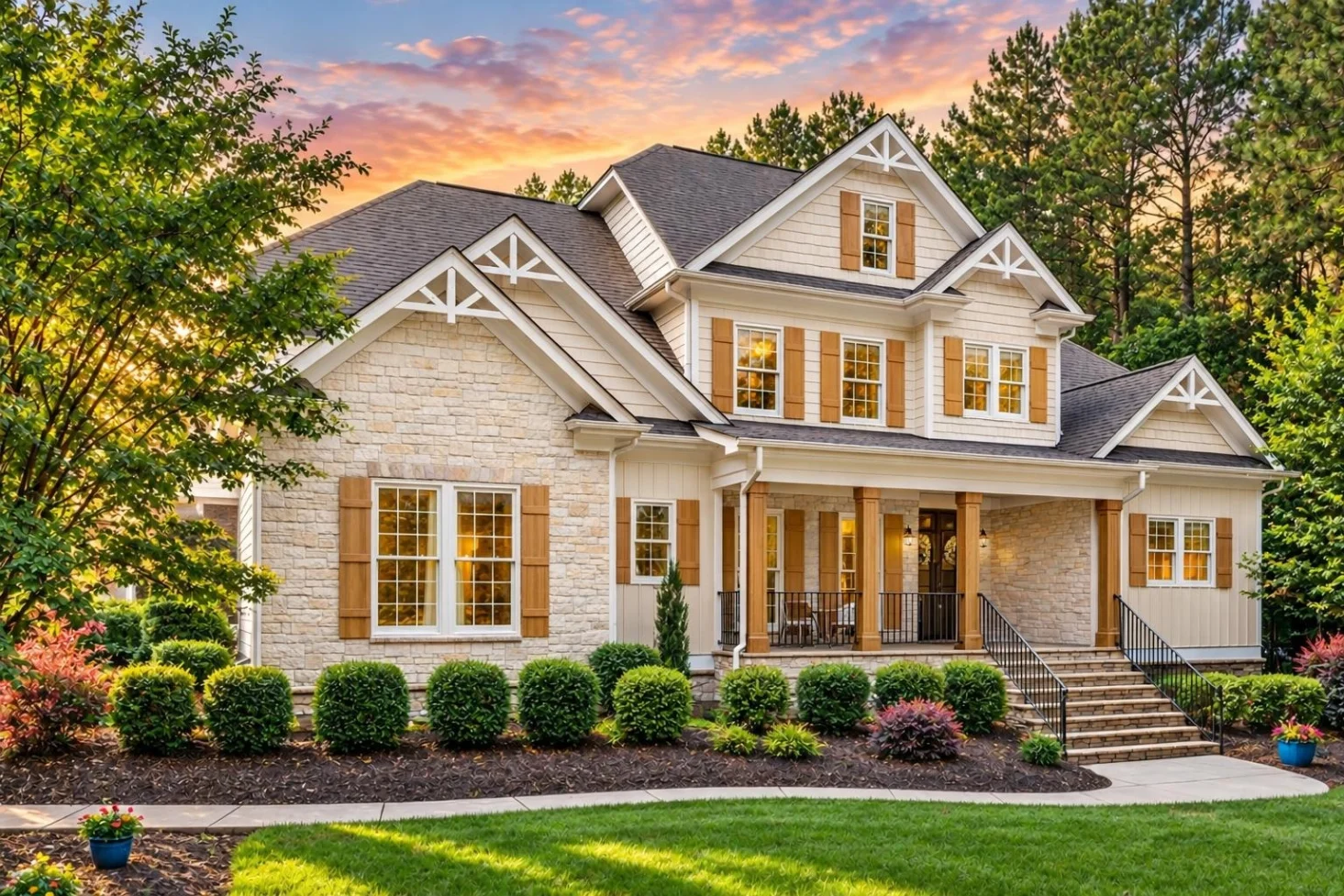 11-1055 HOUSE PLAN – Modern Craftsman Home Plan – 4-Bed, 4-Bath, 4,228 SF - Warm Natural, AI-generated exterior concept