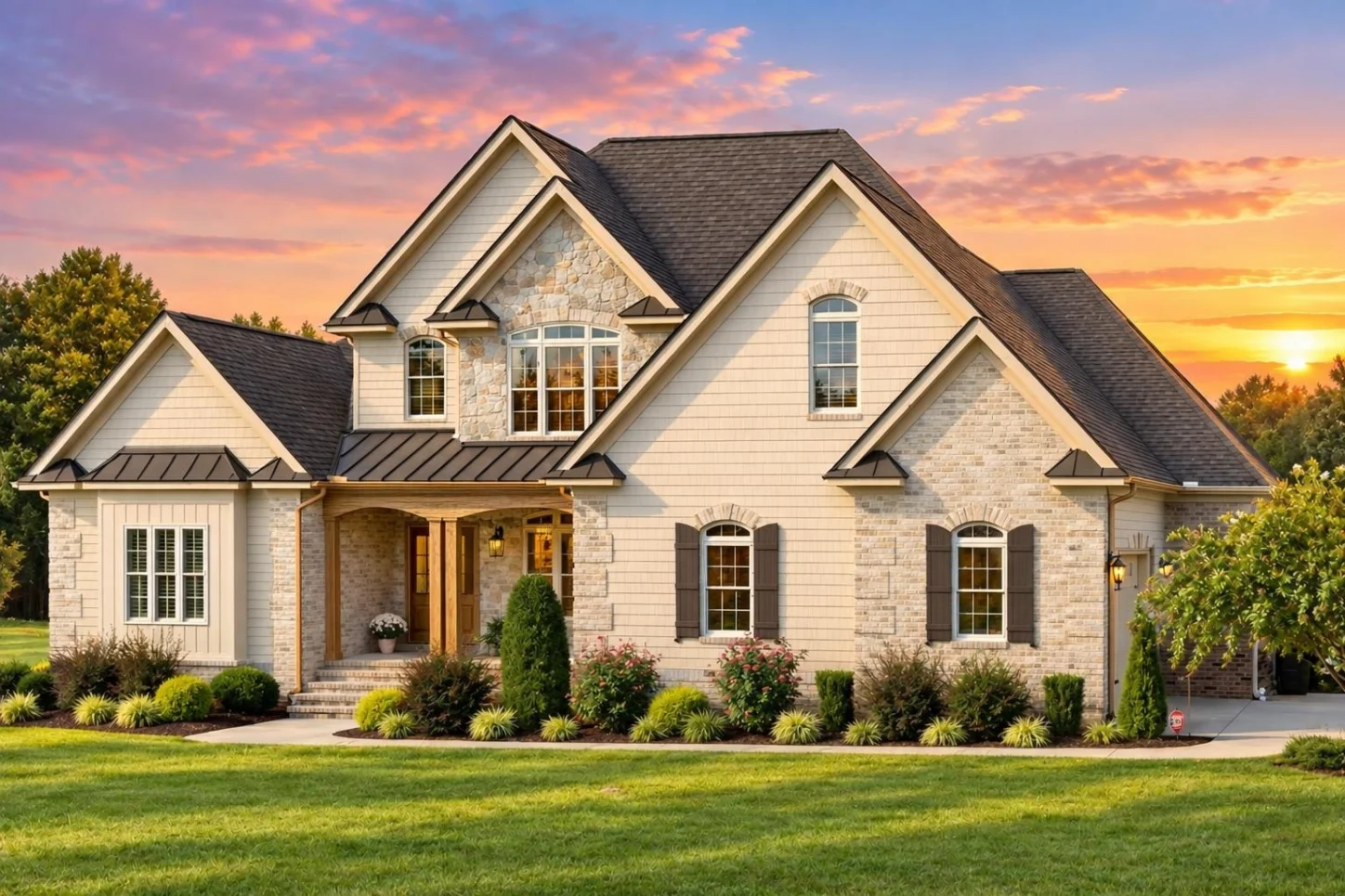 11-1785 HOUSE PLAN – Modern Craftsman Home Plan – 4-Bed, 3-Bath, 2,977 SF - Warm Natural, AI-generated exterior concept