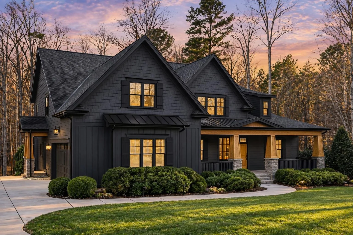 11-1569 HOUSE PLAN – Modern Craftsman Home Plan – 5-Bed, 5-Bath, 5,409 SF - Modern Dark, AI-generated exterior concept