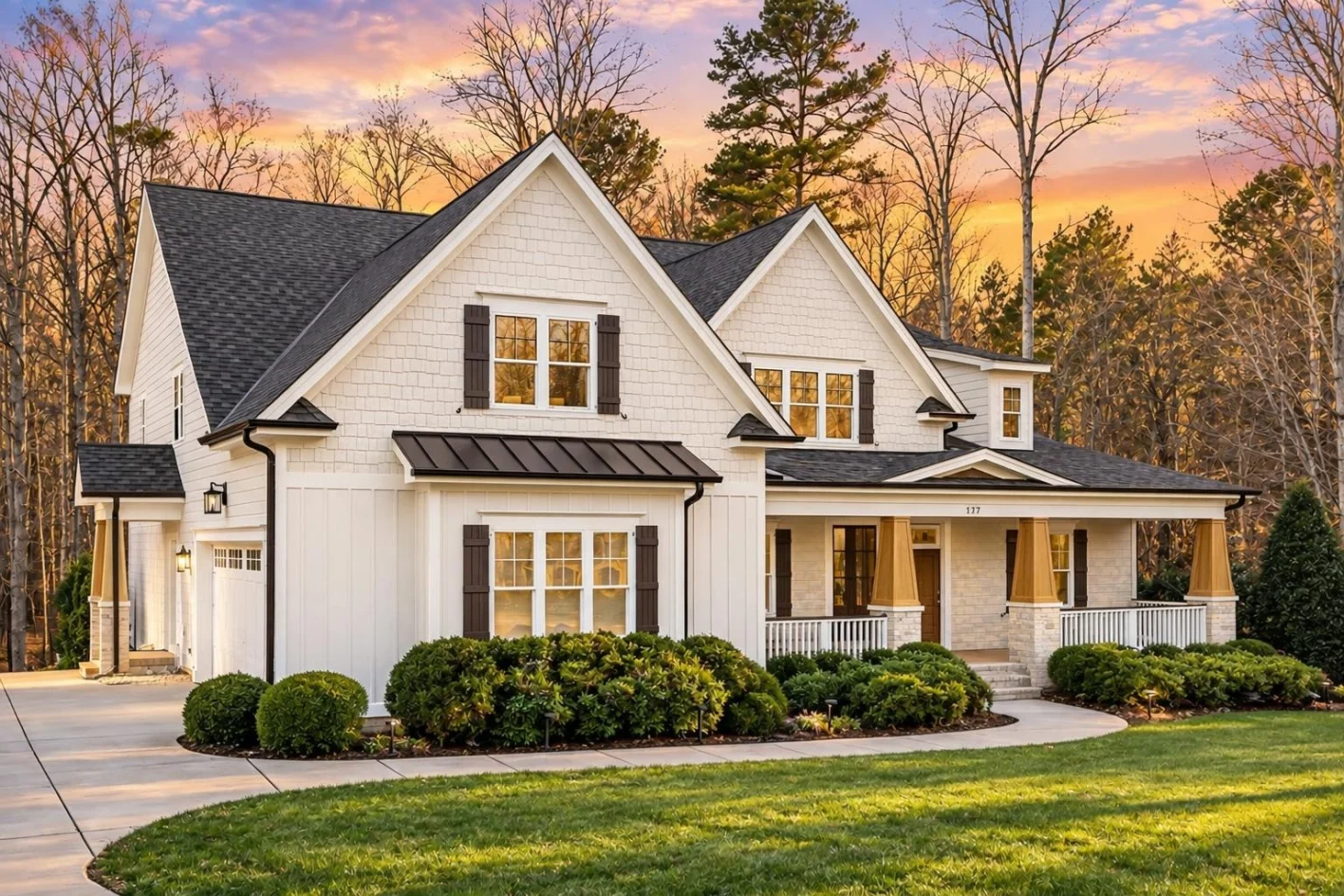 11-1569 HOUSE PLAN – Modern Craftsman Home Plan – 5-Bed, 5-Bath, 5,409 SF - Warm Natural, AI-generated exterior concept