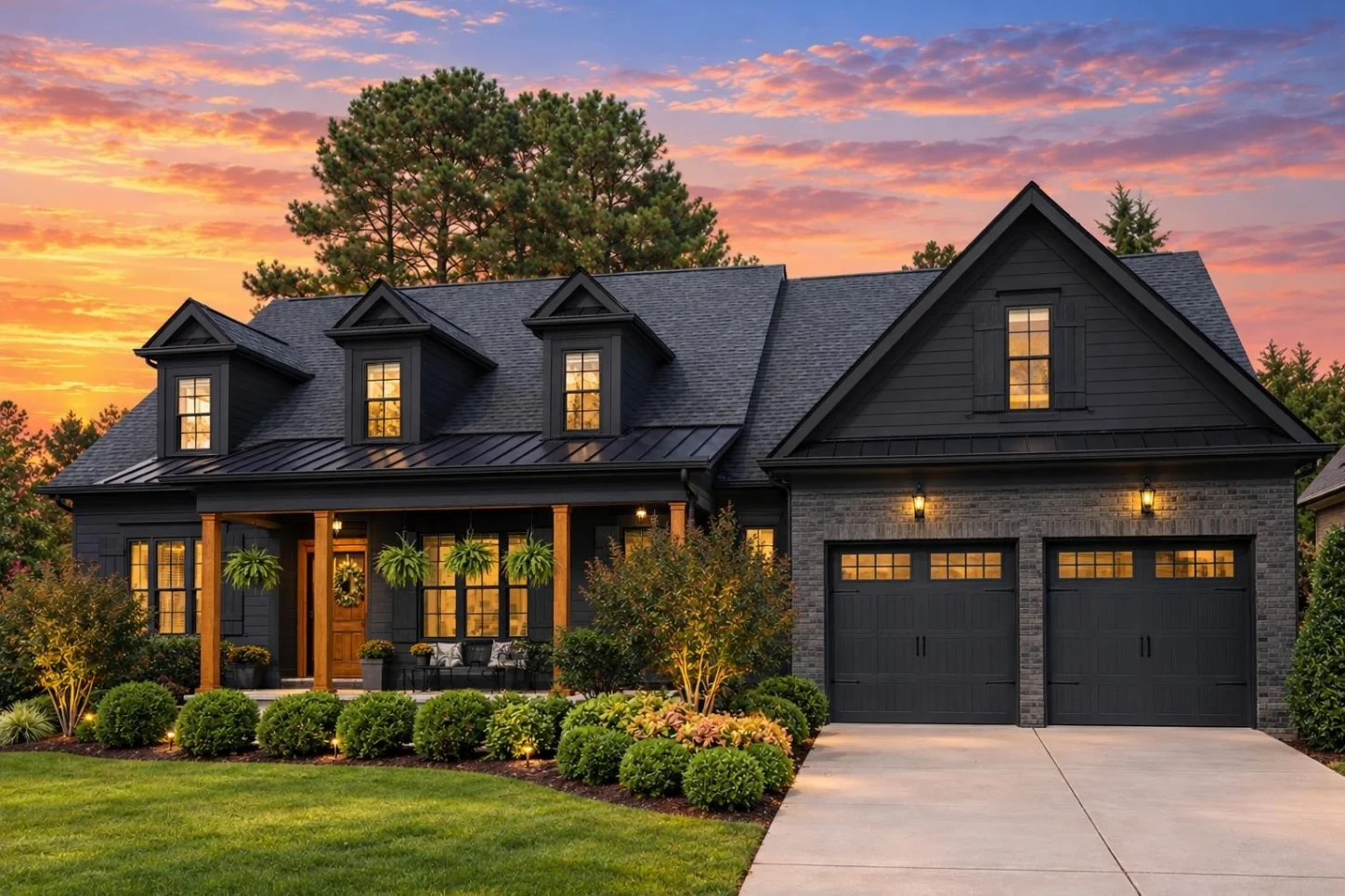 11-1192 HOUSE PLAN – Classic Suburban Home Plan – 4-Bed, 3.5-Bath, 2,661 SF - Modern Dark, AI-generated exterior concept
