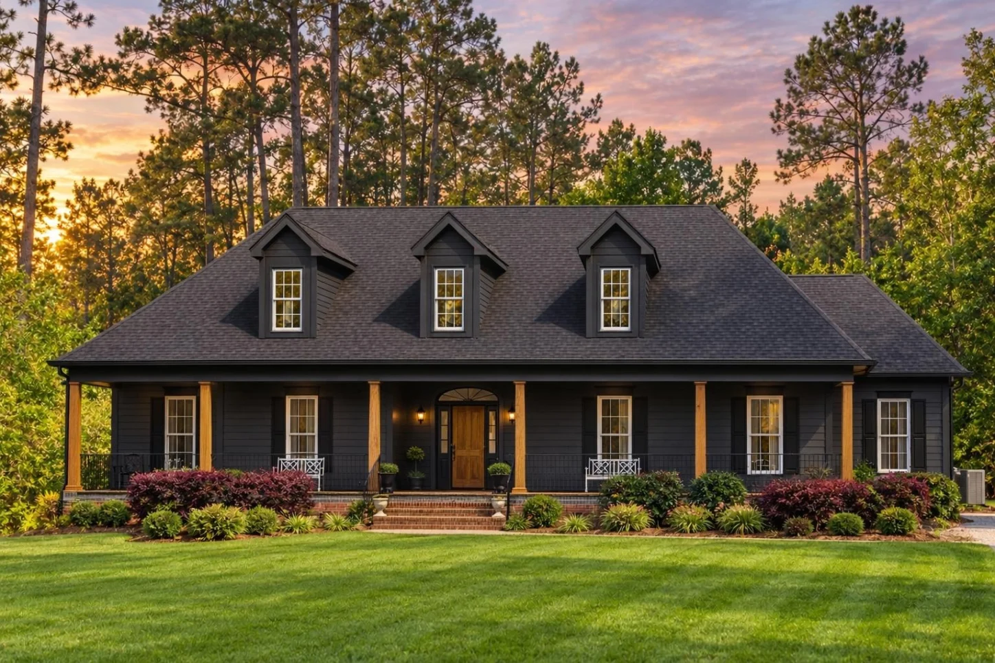 11-1894 HOUSE PLAN – Classical Southern Home Plan – 3-Bed, 2.5-Bath, 2,216 SF - Modern Dark, AI-generated exterior concept