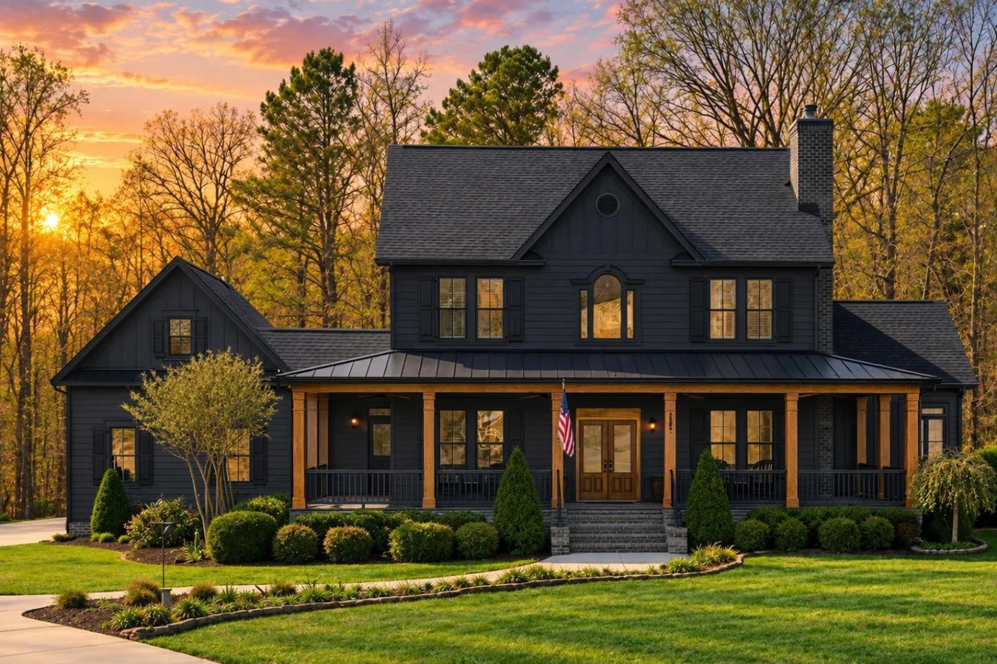 11-1844 HOUSE PLAN – Classical Southern Home Plan – 3-Bed, 3.5-Bath, 3,114 SF - Modern Dark, AI-generated exterior concept