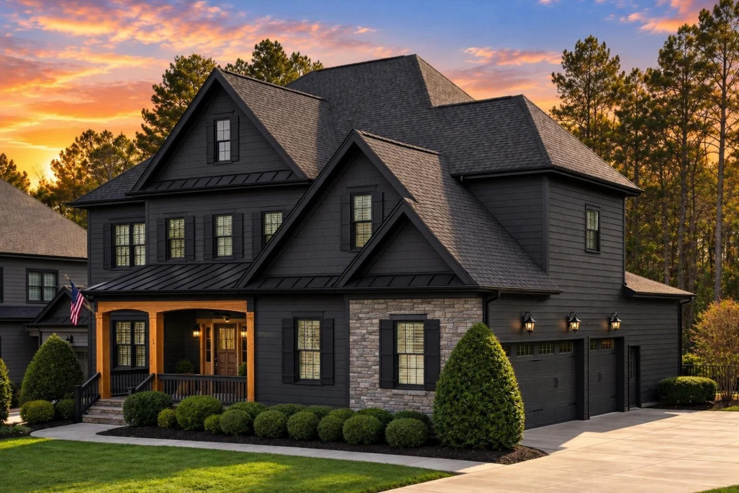 11-1099 HOUSE PLAN – Modern Craftsman Home Plan – 5-Bed, 6-Bath, 4,906 SF - Modern Dark, AI-generated exterior concept