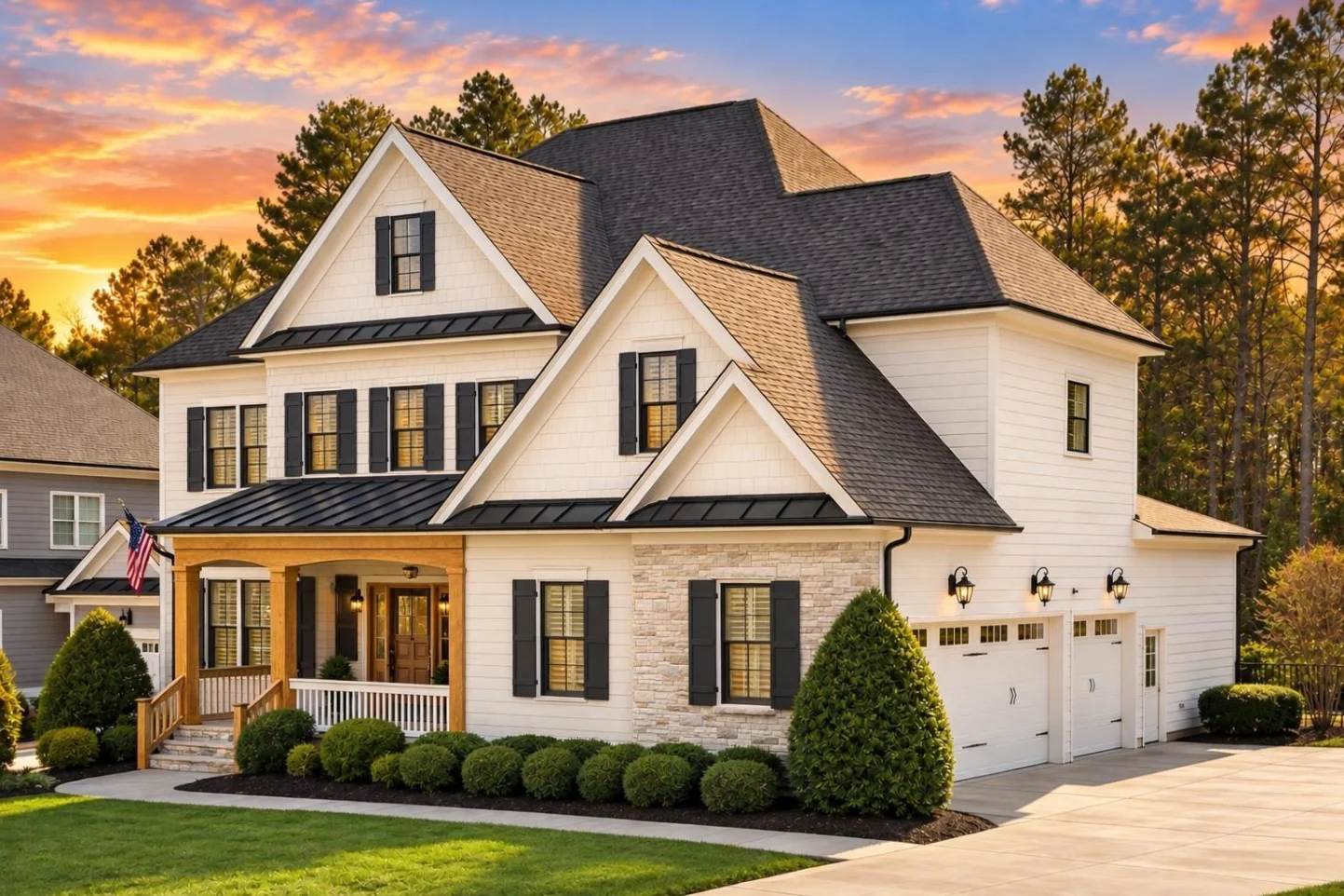 11-1099 HOUSE PLAN – Modern Craftsman Home Plan – 5-Bed, 6-Bath, 4,906 SF - Warm Natural, AI-generated exterior concept