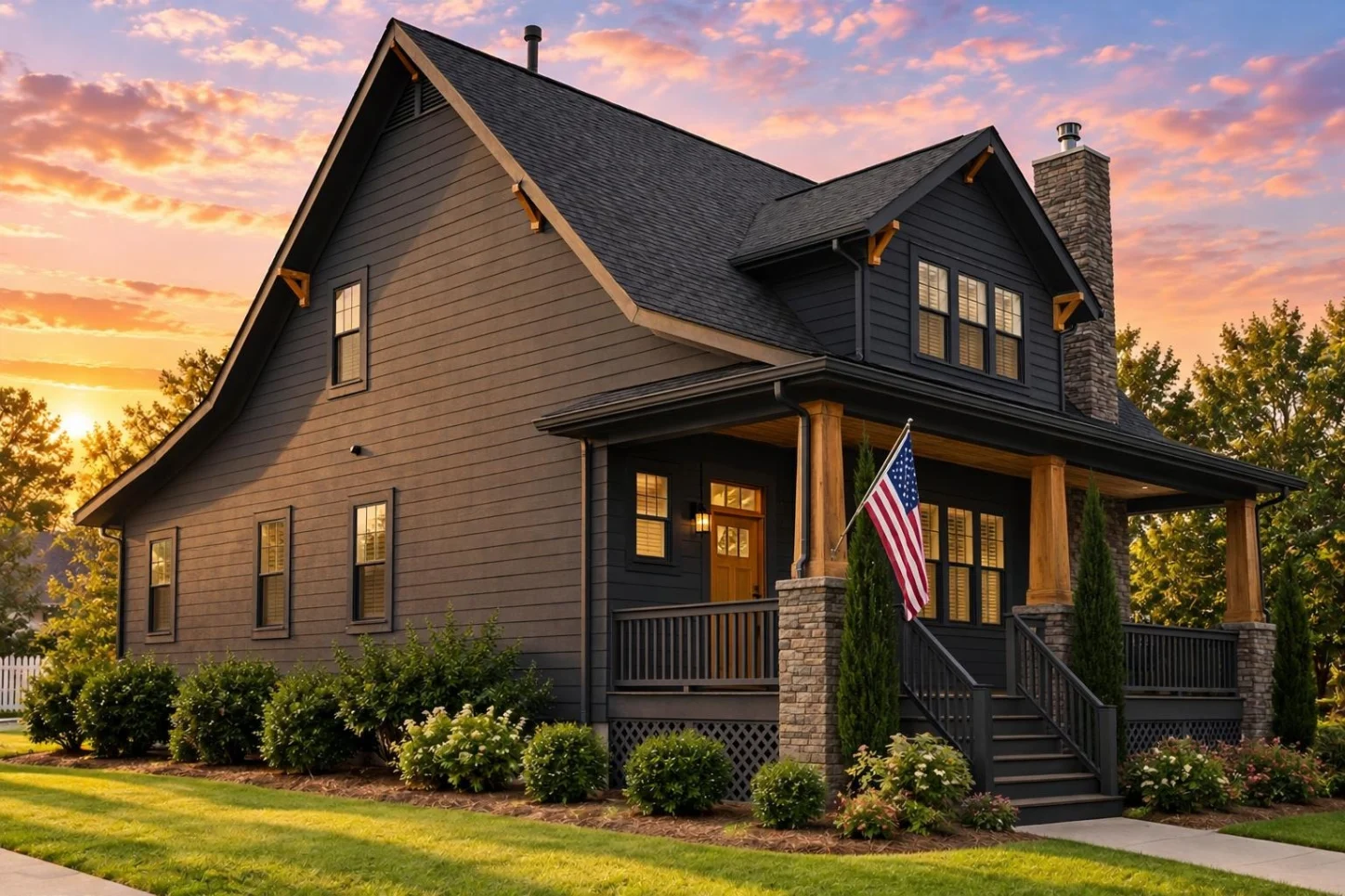 11-1218 HOUSE PLAN – Traditional Craftsman Home Plan – 3-Bed, 2.5-Bath, 2,627 SF - Modern Dark, AI-generated exterior concept