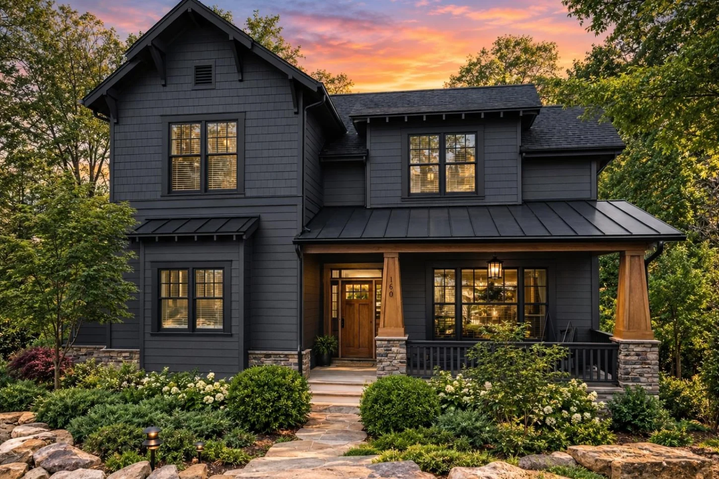 11-1821 HOUSE PLAN – Modern Farmhouse Home Plan – 4-Bed, 4.5-Bath, 2,719 SF - Modern Dark, AI-generated exterior concept