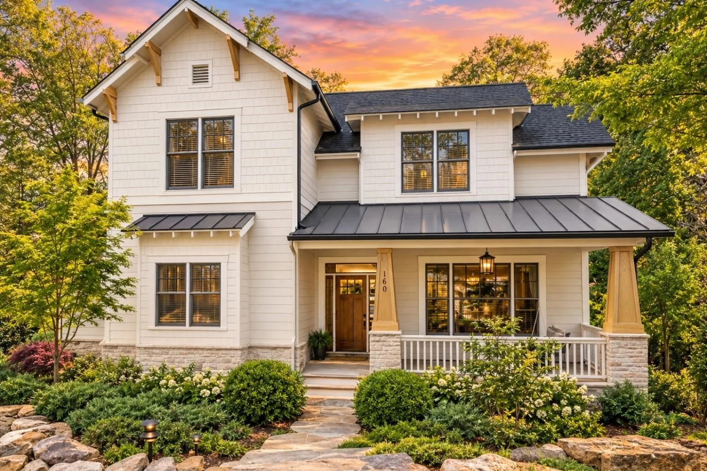 11-1821 HOUSE PLAN – Modern Farmhouse Home Plan – 4-Bed, 4.5-Bath, 2,719 SF - Warm Natural, AI-generated exterior concept