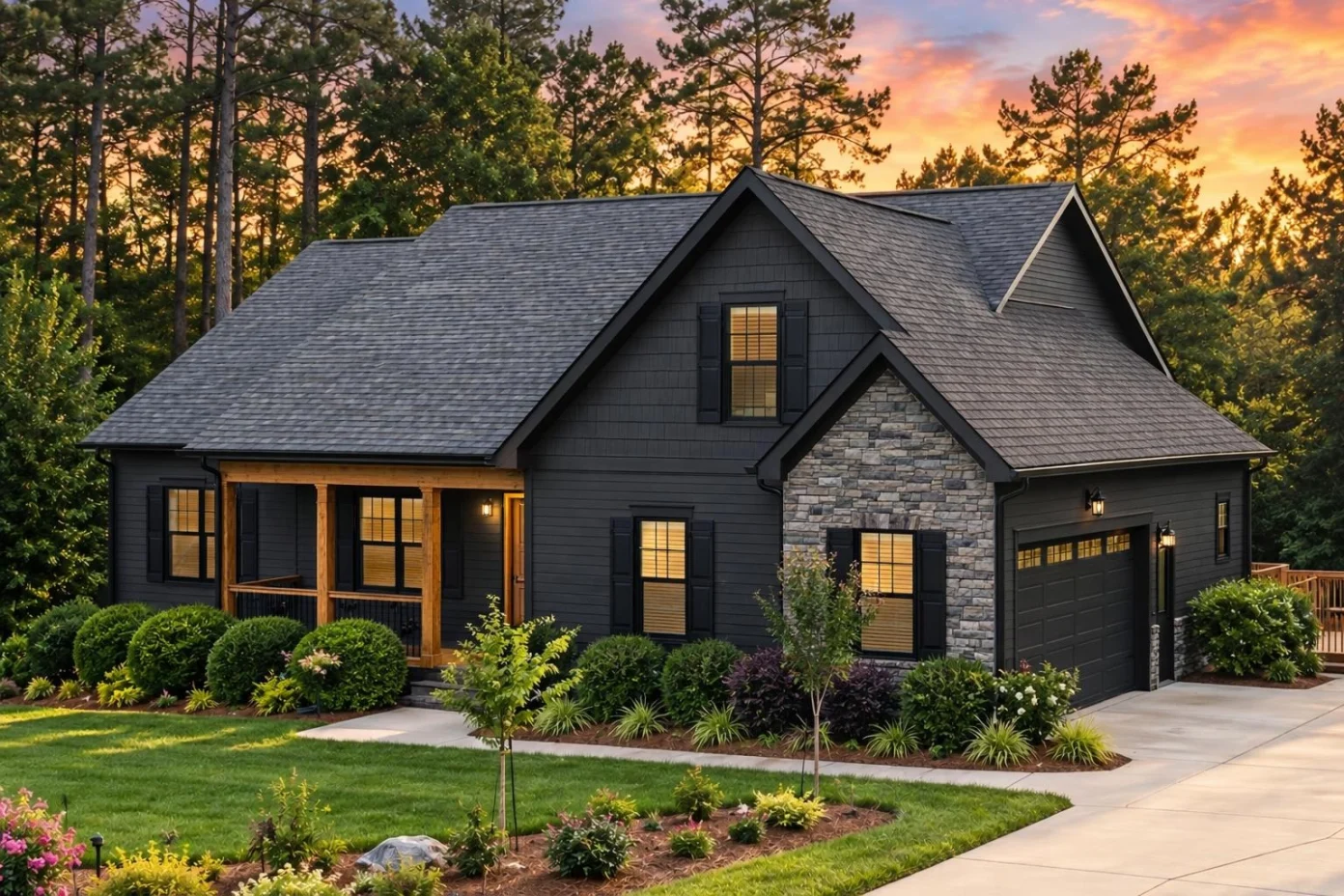 10-1630 HOUSE PLAN – Modern Craftsman Home Plan – 3-Bed, 2-Bath, 1,935 SF - Modern Dark, AI-generated exterior concept