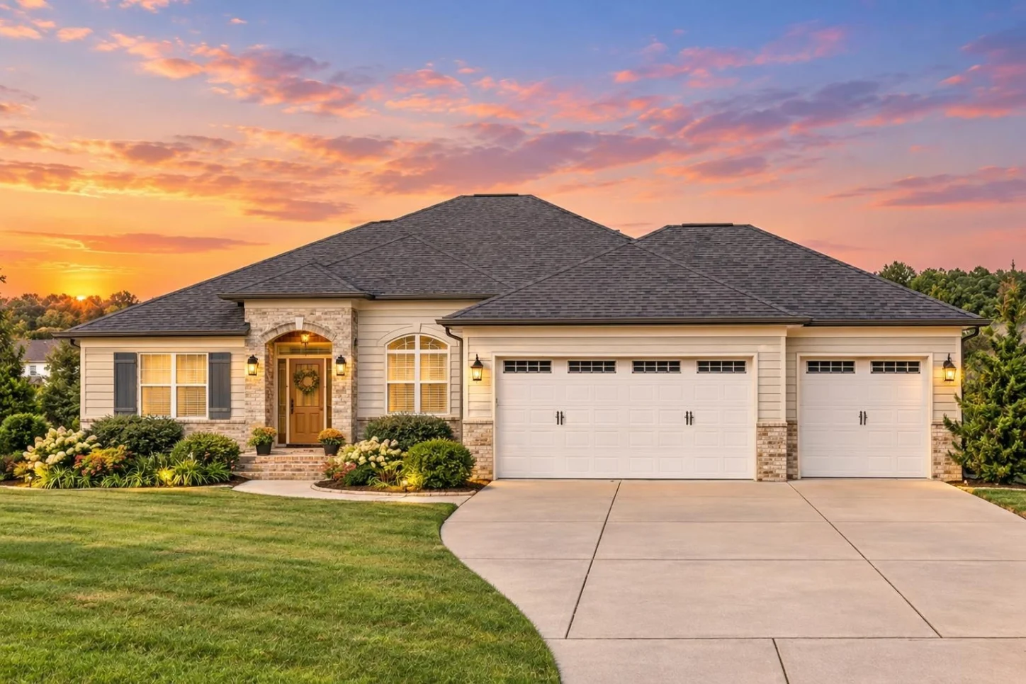 11-1751 HOUSE PLAN – Traditional Ranch Home Plan – 4-Bed, 3.5-Bath, 2,643 SF - Warm Natural, AI-generated exterior concept