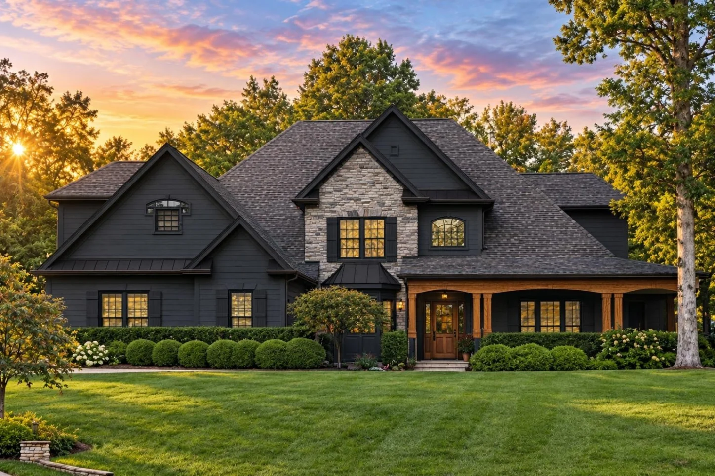 10-1783 HOUSE PLAN – Modern Craftsman Home Plan – 4-Bed, 3.5-Bath, 4,637 SF - Modern Dark, AI-generated exterior concept