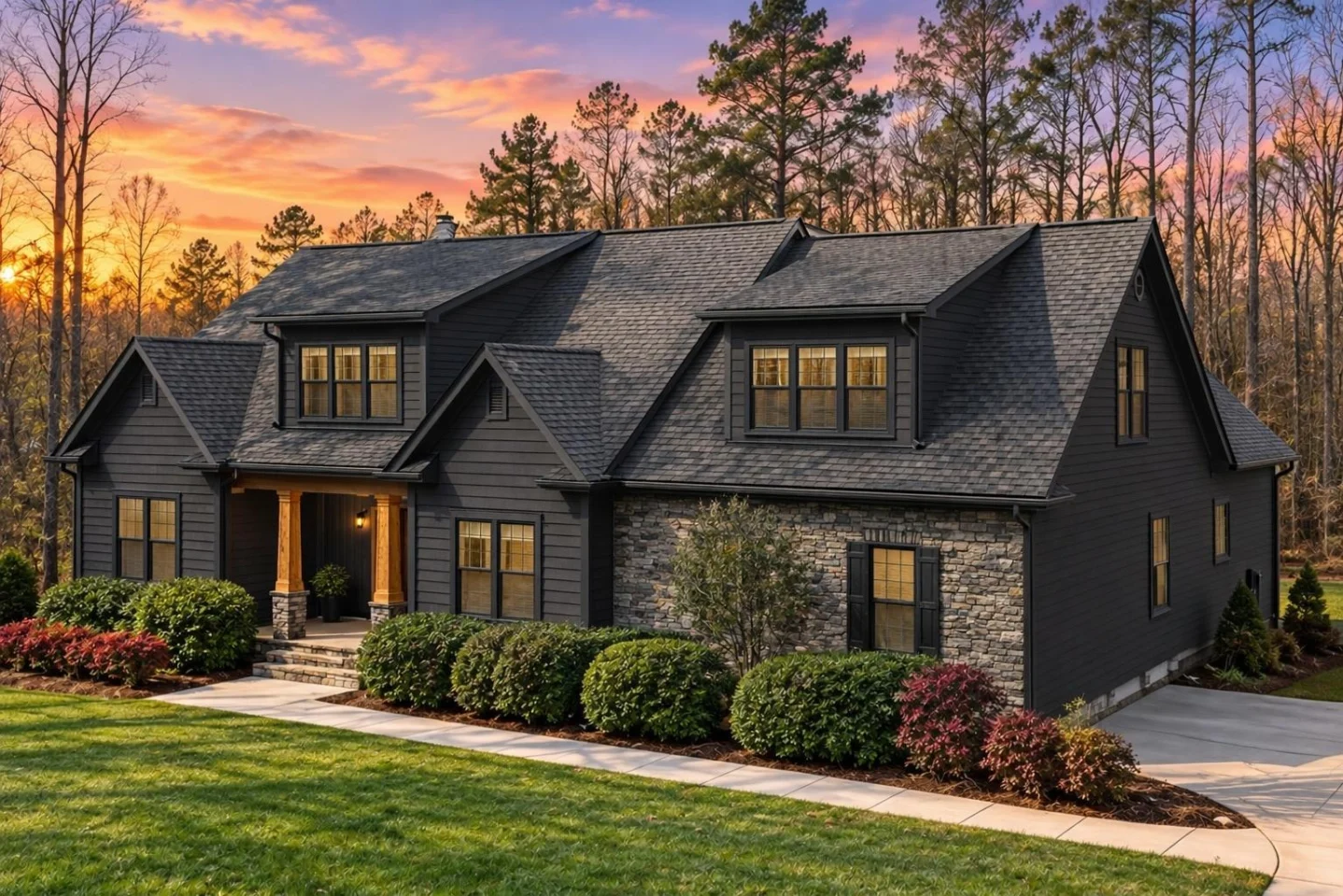 10-1315 HOUSE PLAN – Modern Craftsman Home Plan – 3-Bed, 2-Bath, 2,058 SF - Modern Dark, AI-generated exterior concept