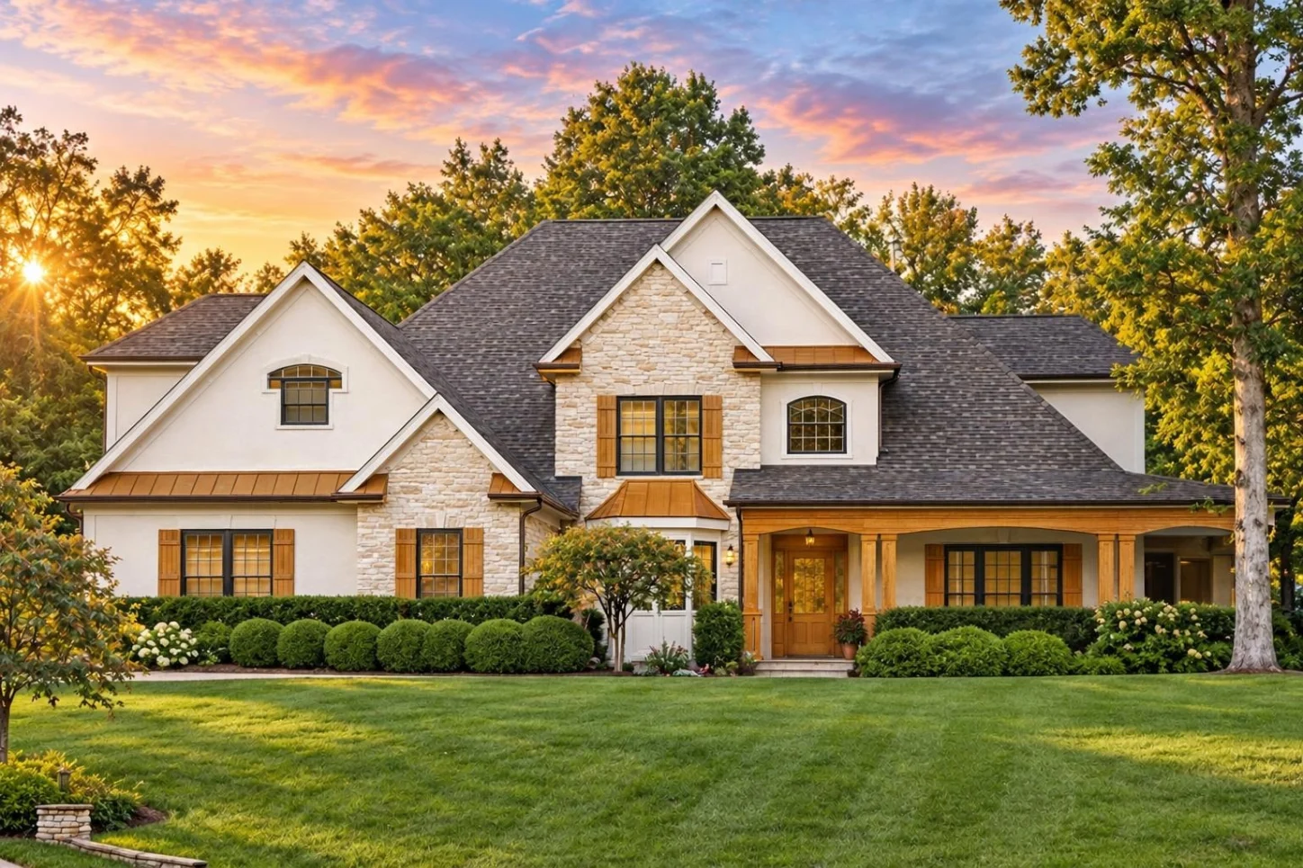 10-1783 HOUSE PLAN – Modern Craftsman Home Plan – 4-Bed, 3.5-Bath, 4,637 SF - Warm Natural, AI-generated exterior concept