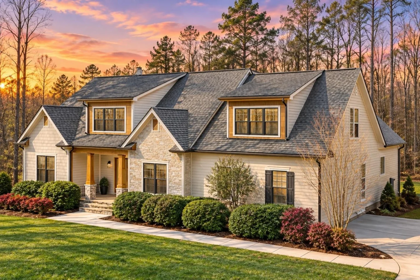 10-1315 HOUSE PLAN – Modern Craftsman Home Plan – 3-Bed, 2-Bath, 2,058 SF - Warm Natural, AI-generated exterior concept