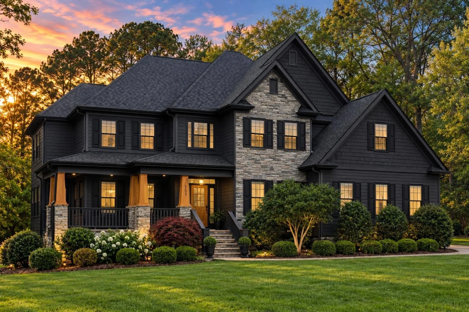 10-1744 HOUSE PLAN – Modern Craftsman Home Plan – 4-Bed, 4-Bath, 3,754 SF - Modern Dark, AI-generated exterior concept