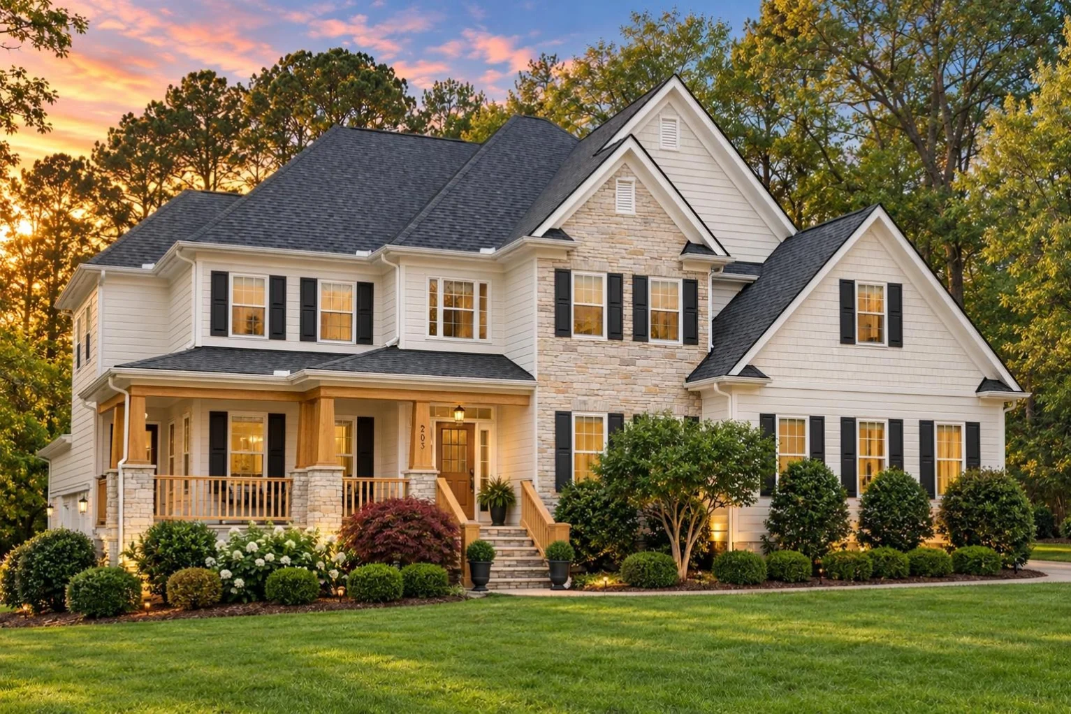 10-1744 HOUSE PLAN – Modern Craftsman Home Plan – 4-Bed, 4-Bath, 3,754 SF - Warm Natural, AI-generated exterior concept