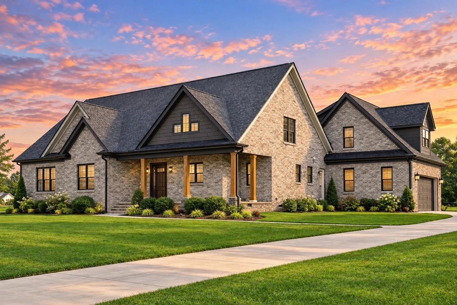 10-1922 HOUSE PLAN – Classic Suburban Home Plan – 3-Bed, 2.5-Bath, 2,001 SF - Modern Brick, AI-generated exterior concept