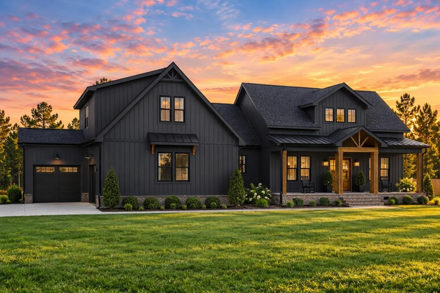 21-2947 HOUSE PLAN – Modern Farmhouse Home Plan – 3-Bed, 3-Bath, 2,481 SF - Modern Dark, AI-generated exterior concept