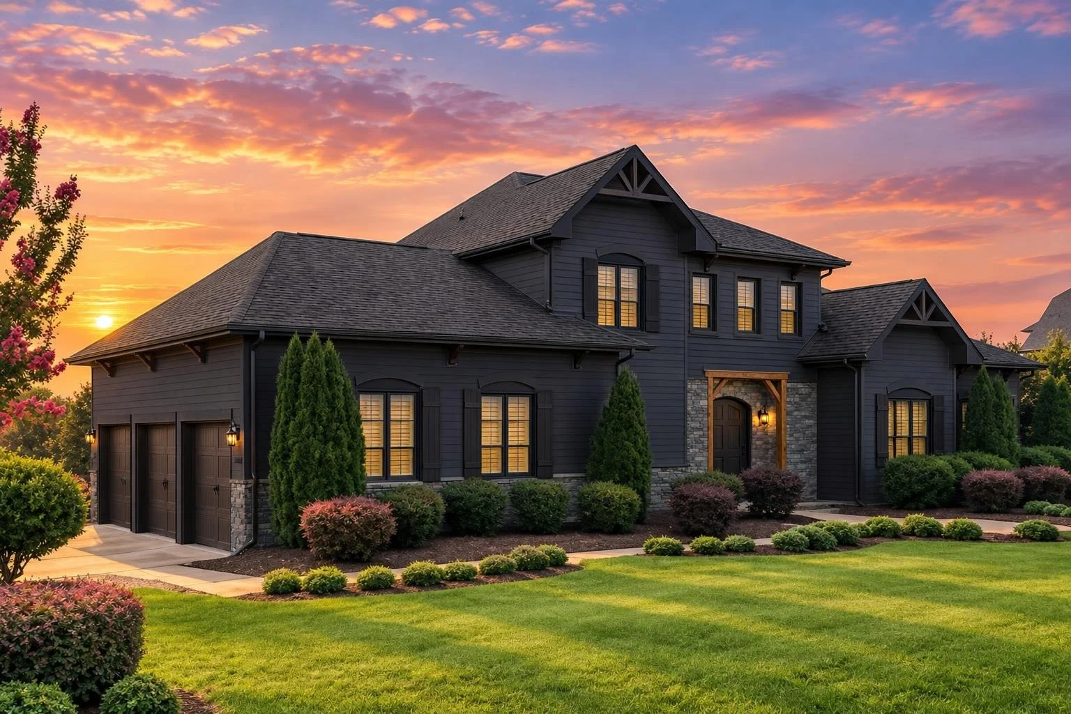 10-1501 HOUSE PLAN – Mediterranean Home Plan – 4-Bed, 3.5-Bath, 3,615 SF - Modern Dark, AI-generated exterior concept