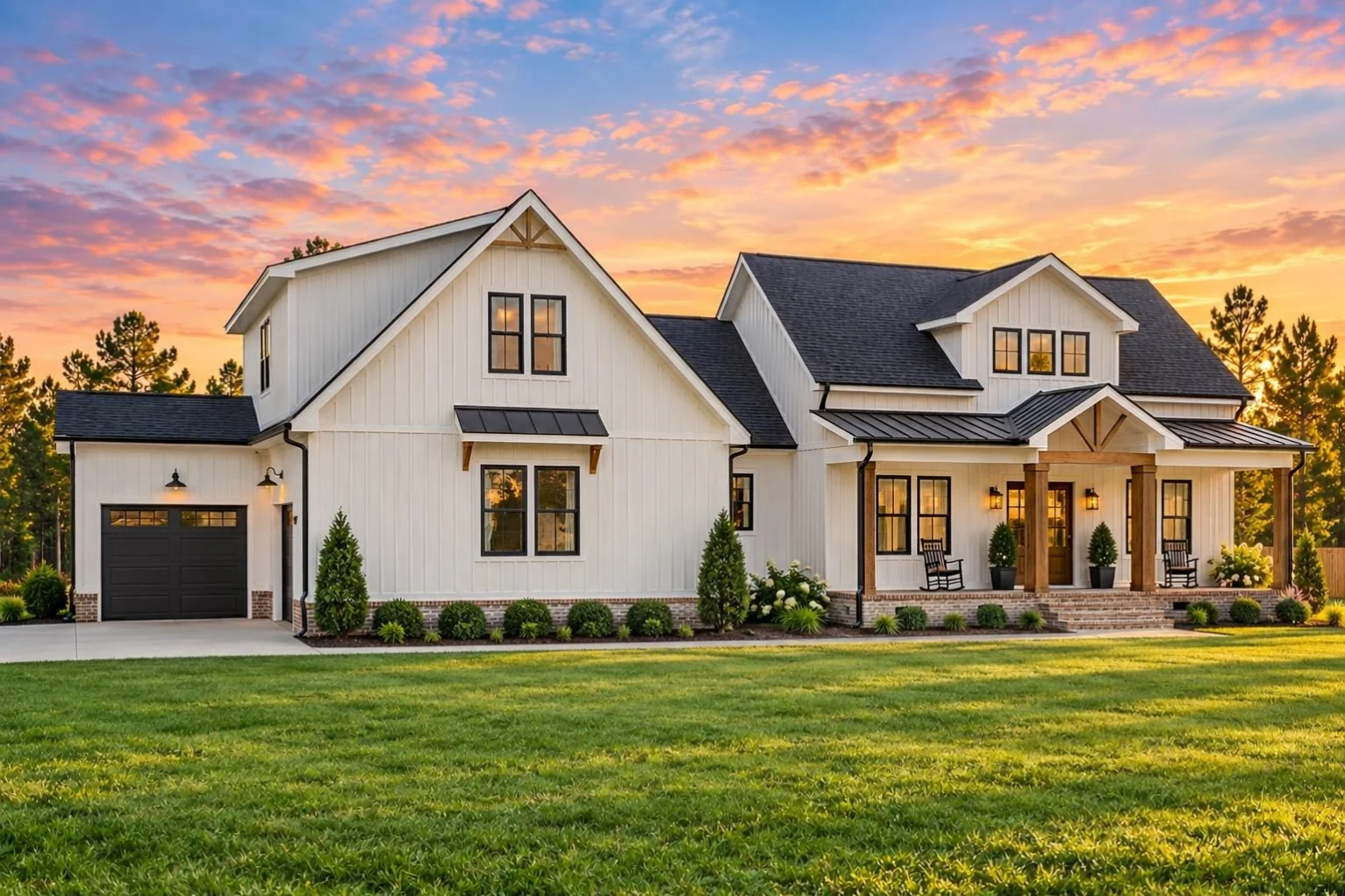 21-2947 HOUSE PLAN – Modern Farmhouse Home Plan – 3-Bed, 3-Bath, 2,481 SF - Warm Natural, AI-generated exterior concept
