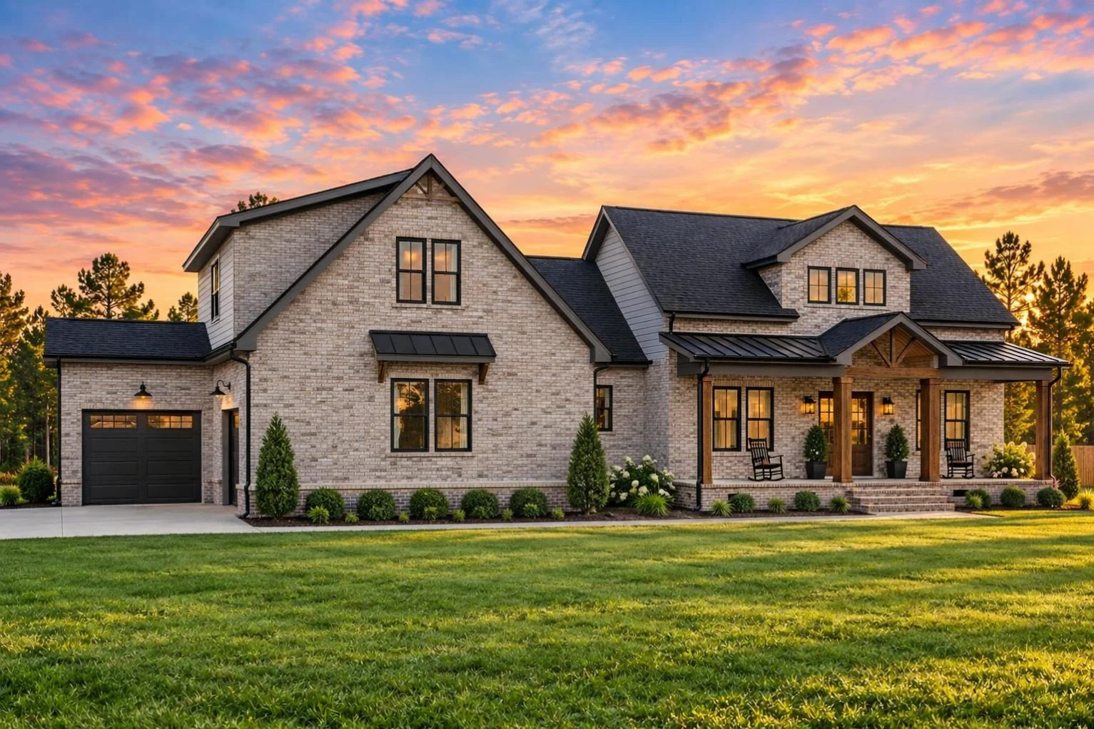 21-2947 HOUSE PLAN – Modern Farmhouse Home Plan – 3-Bed, 3-Bath, 2,481 SF - Modern Brick, AI-generated exterior concept