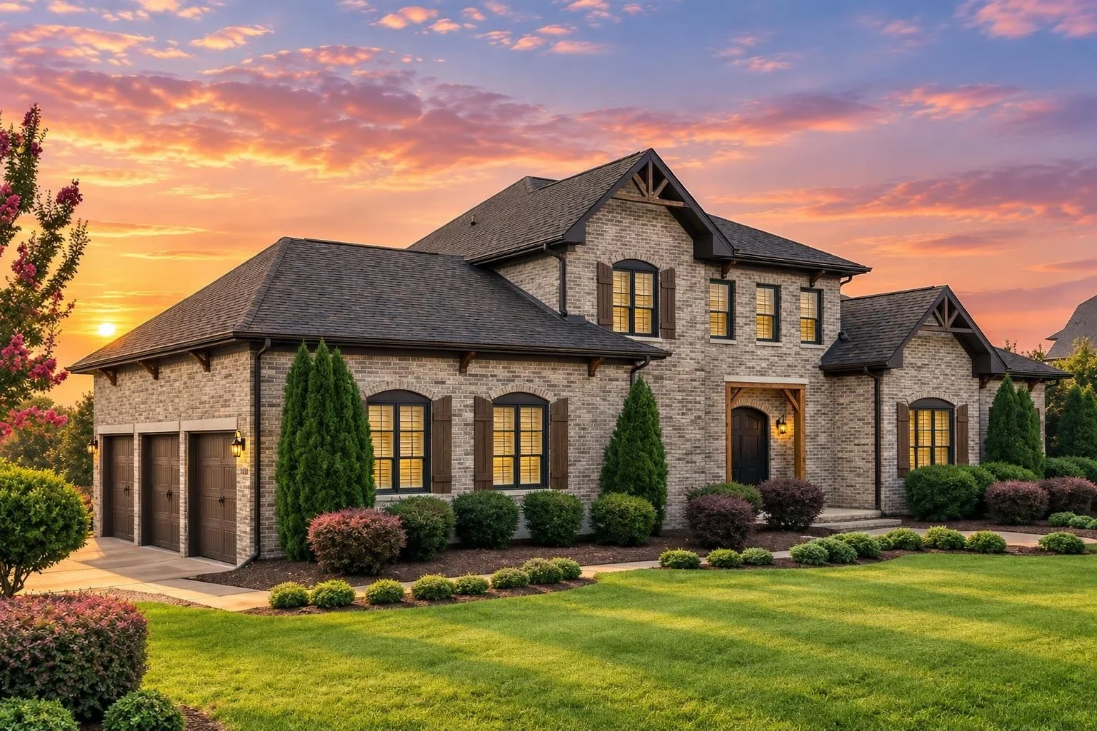 10-1501 HOUSE PLAN – Mediterranean Home Plan – 4-Bed, 3.5-Bath, 3,615 SF - Modern Brick, AI-generated exterior concept