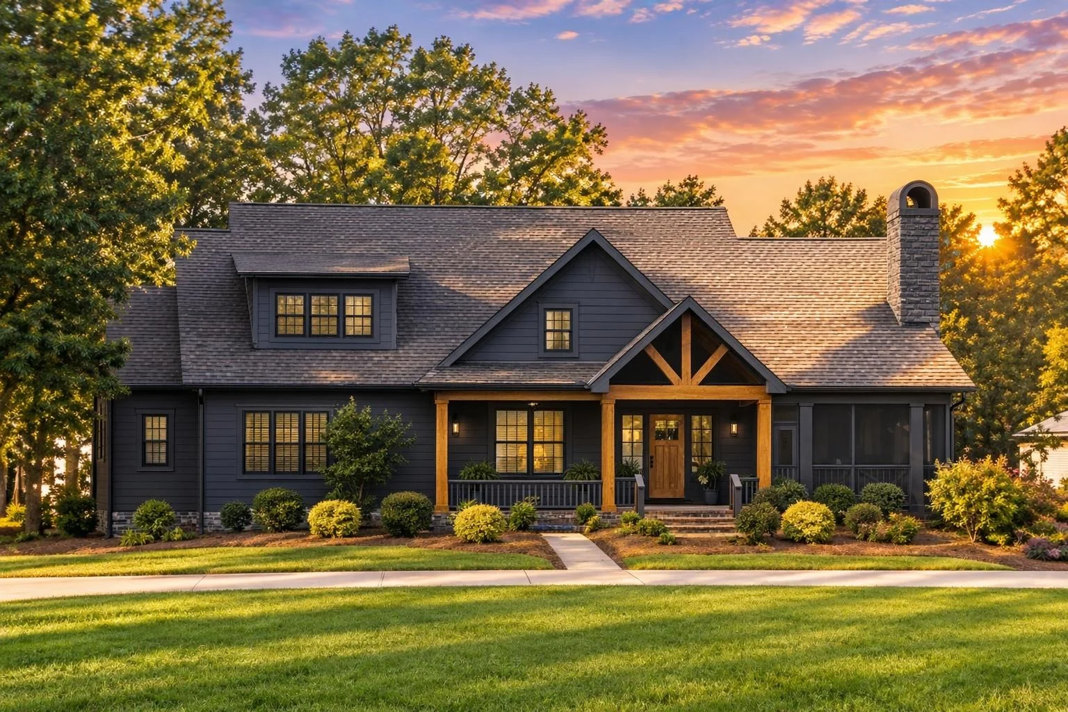 20-1316 HOUSE PLAN – Modern Farmhouse Home Plan – 5-Bed, 4.5-Bath, 3,907 SF - Modern Dark, AI-generated exterior concept