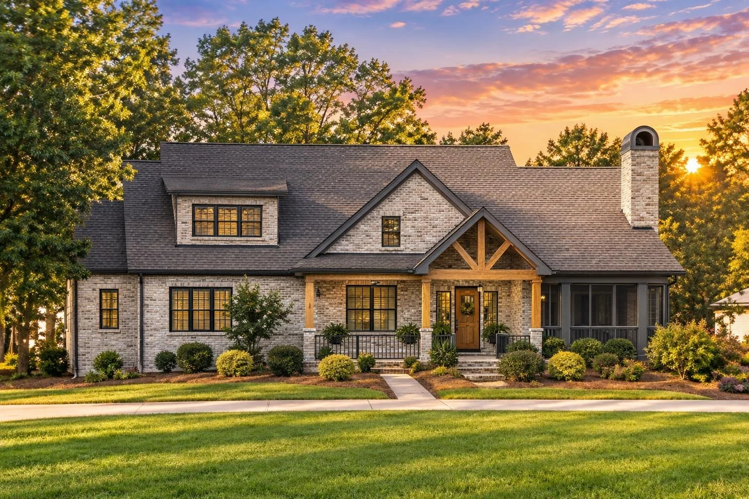 20-1316 HOUSE PLAN – Modern Farmhouse Home Plan – 5-Bed, 4.5-Bath, 3,907 SF - Modern Brick, AI-generated exterior concept